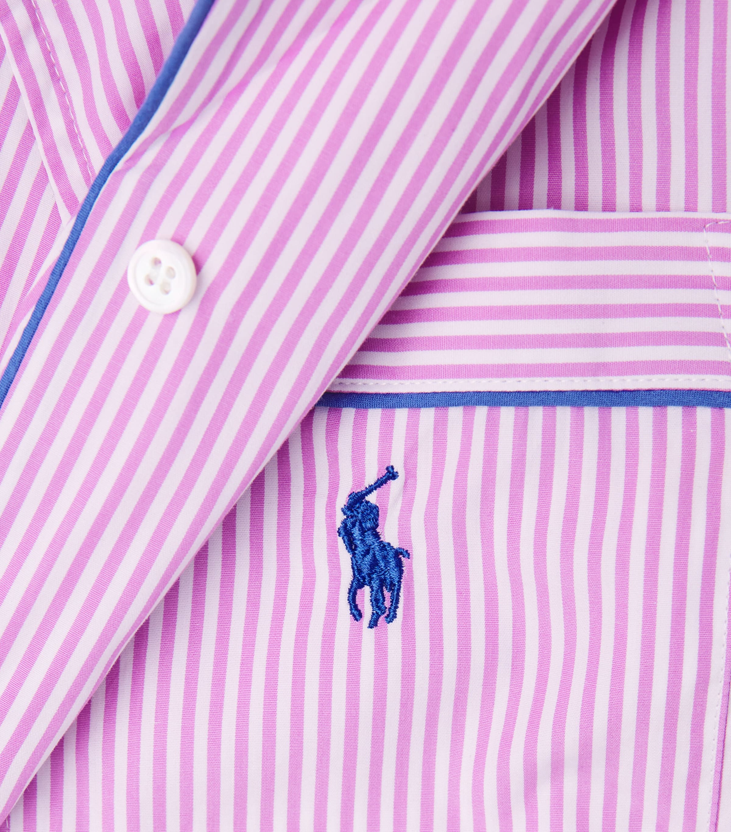 Polo Ralph Lauren Womens Cotton Stripe Pyjama Set Wht Cld X Vilet Mead Image 5