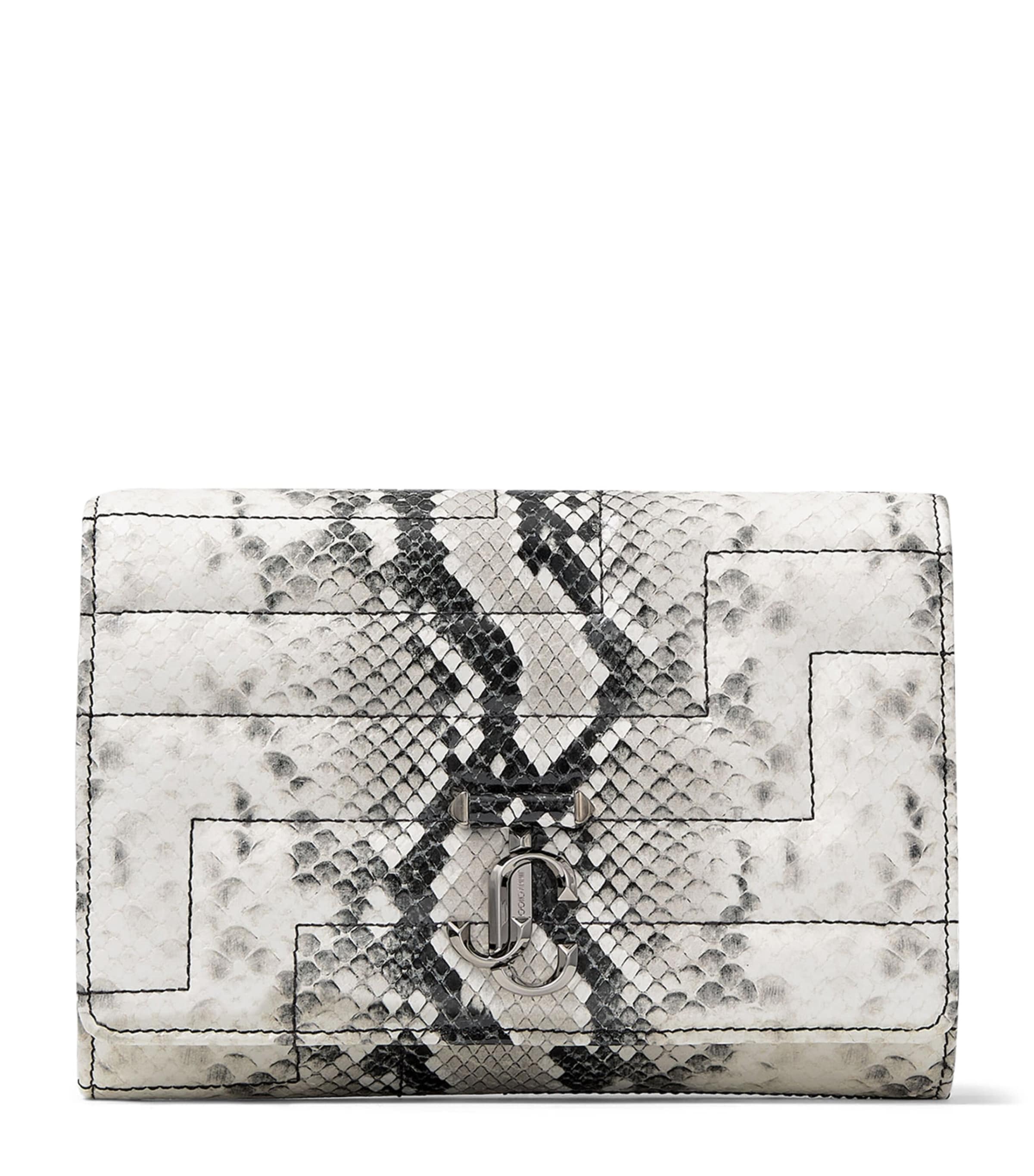 Shop Jimmy Choo Snakeskin Print Avenue Clutch Bag In Brown