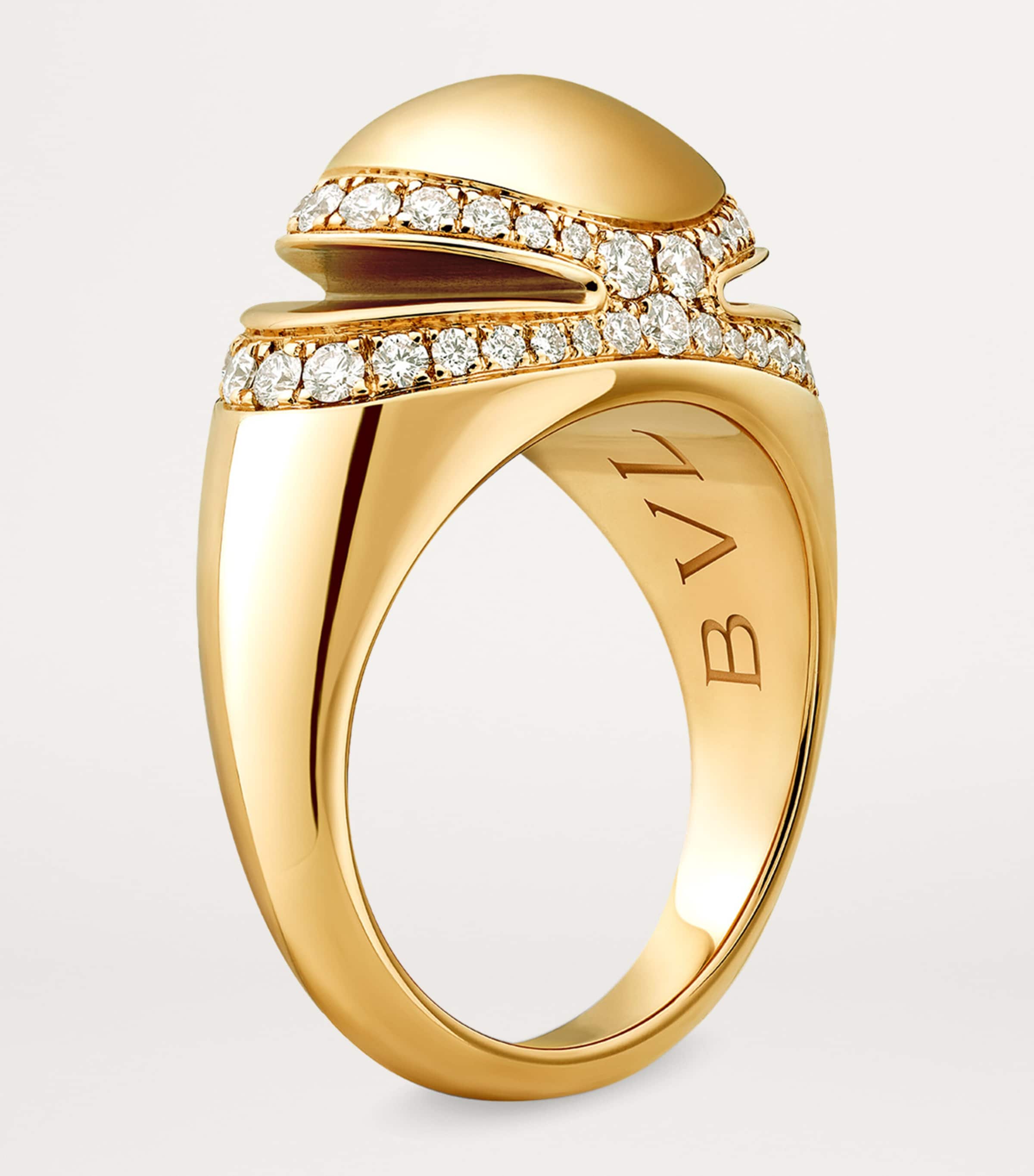 Yellow Gold and Diamond Cabochon Ring YELLOW GOLD Image 4