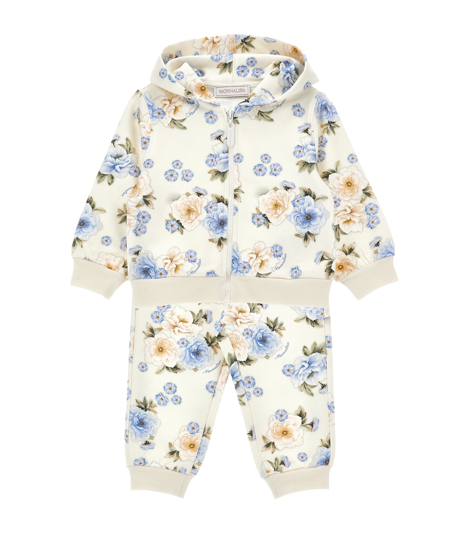 Floral Print Hoodie and Sweatpants Set (3-36 Months) ECRU/CELESTE Image 1