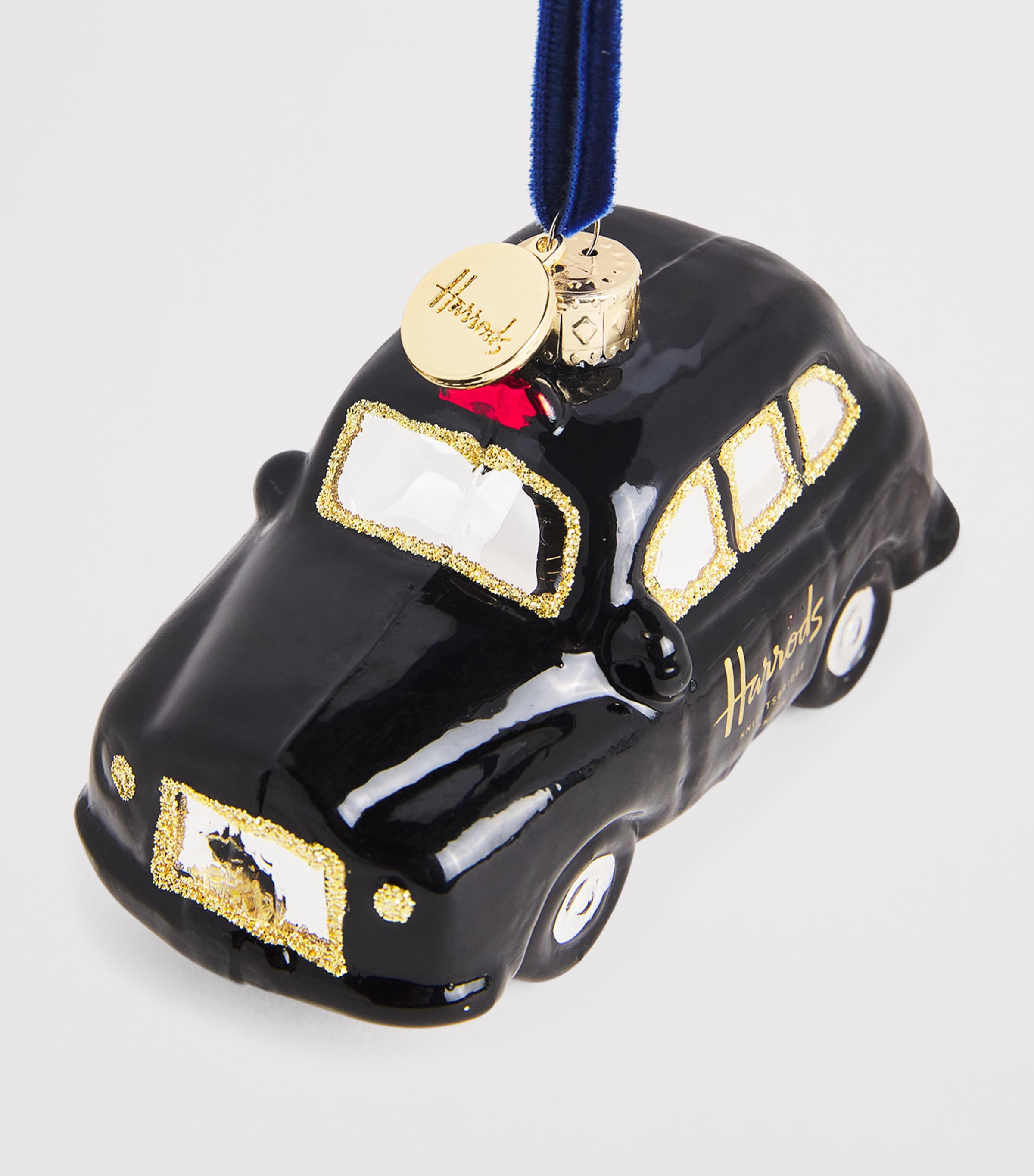 Harrods Black Glitter Black Cab Ornament | Harrods UK