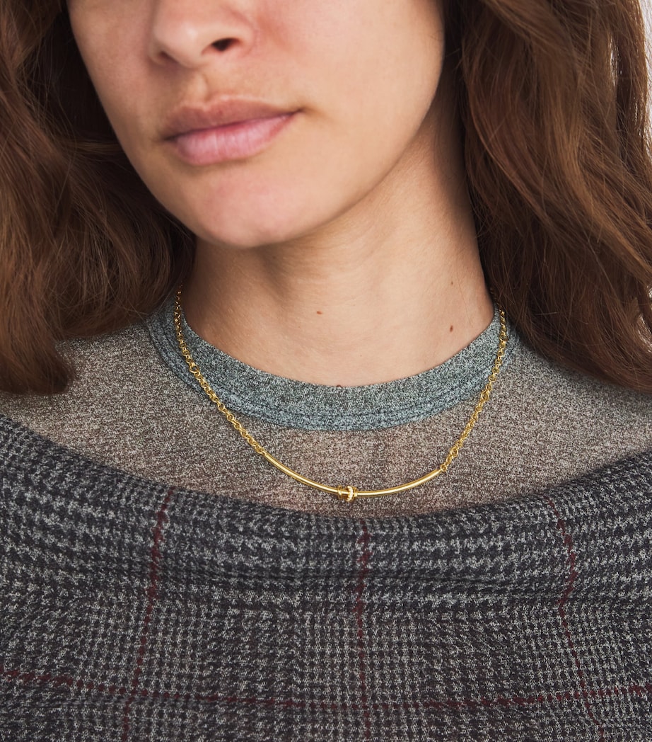 Yellow Gold and Diamond Arc Gravity Chain Necklace YELLOW GOLD Image 2