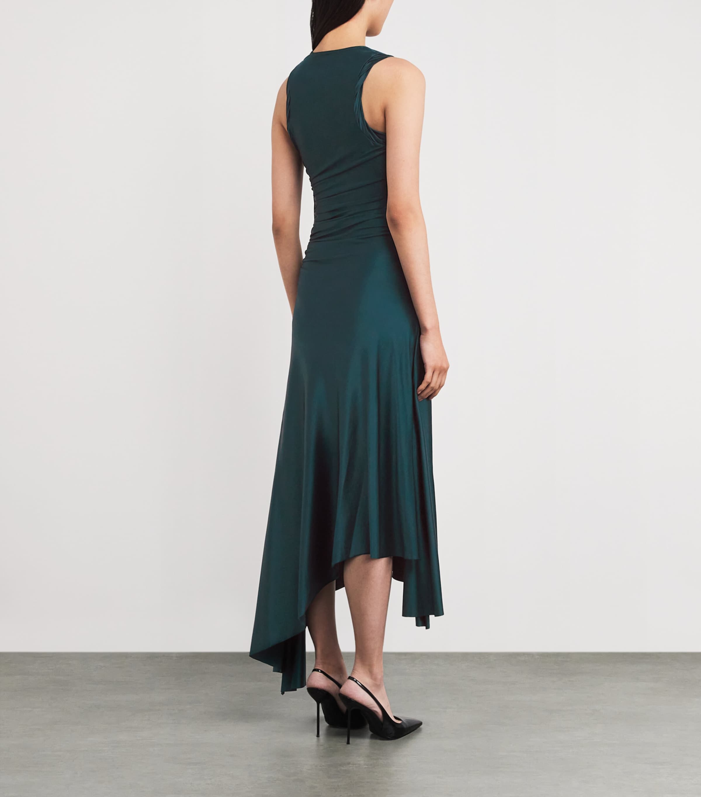 Gathered Asymmetric Midi Dress 2780 DARK TEAL Image 3