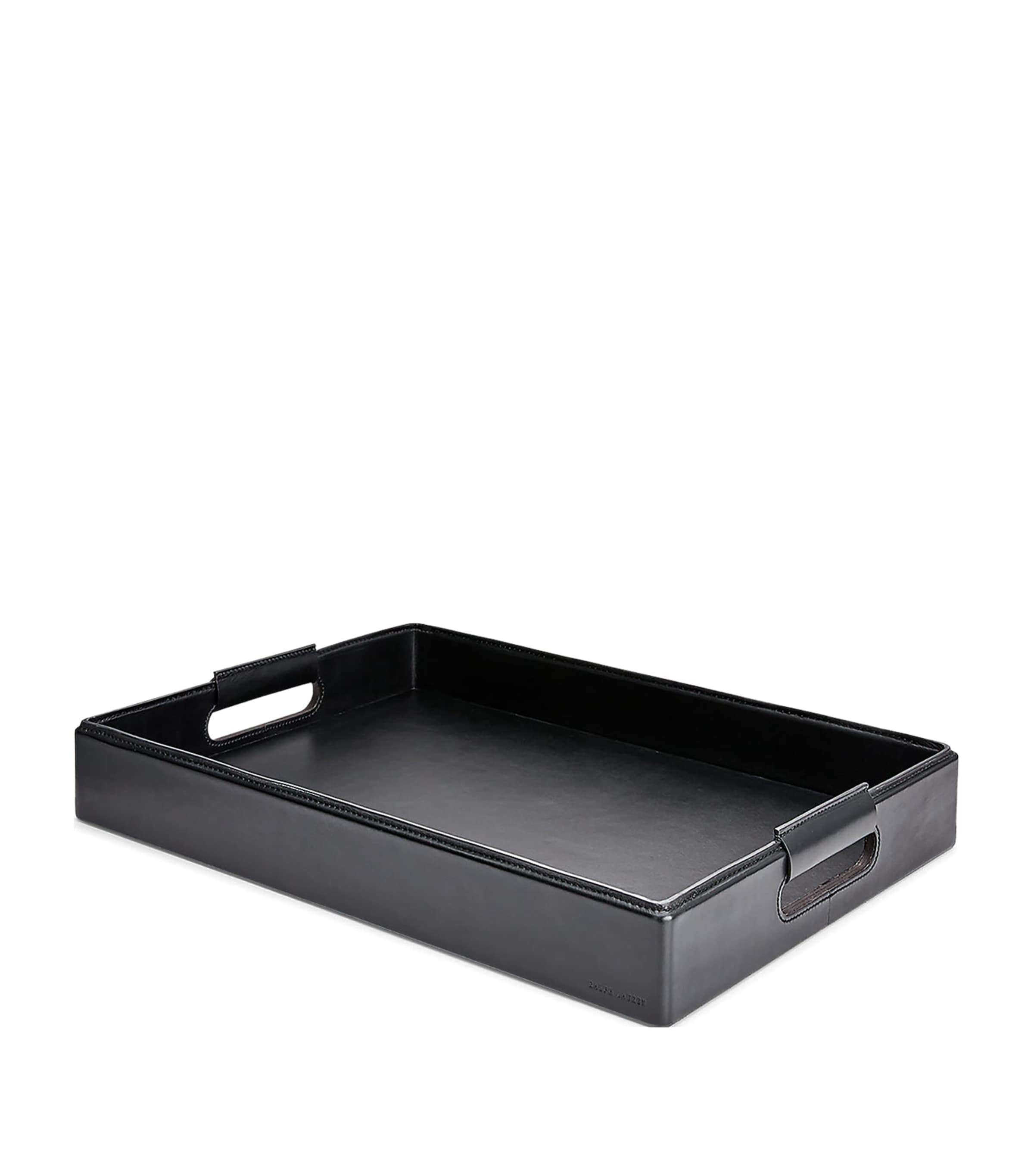 Ralph Lauren Large Leather Wyatt Tray In Black