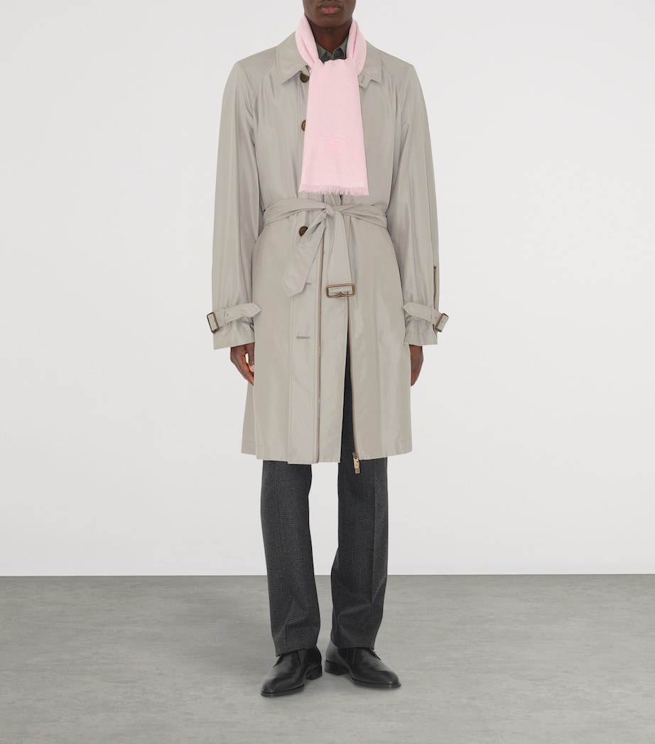 Silk-Wool Wide Check Scarf SUGAR PINK Image 4