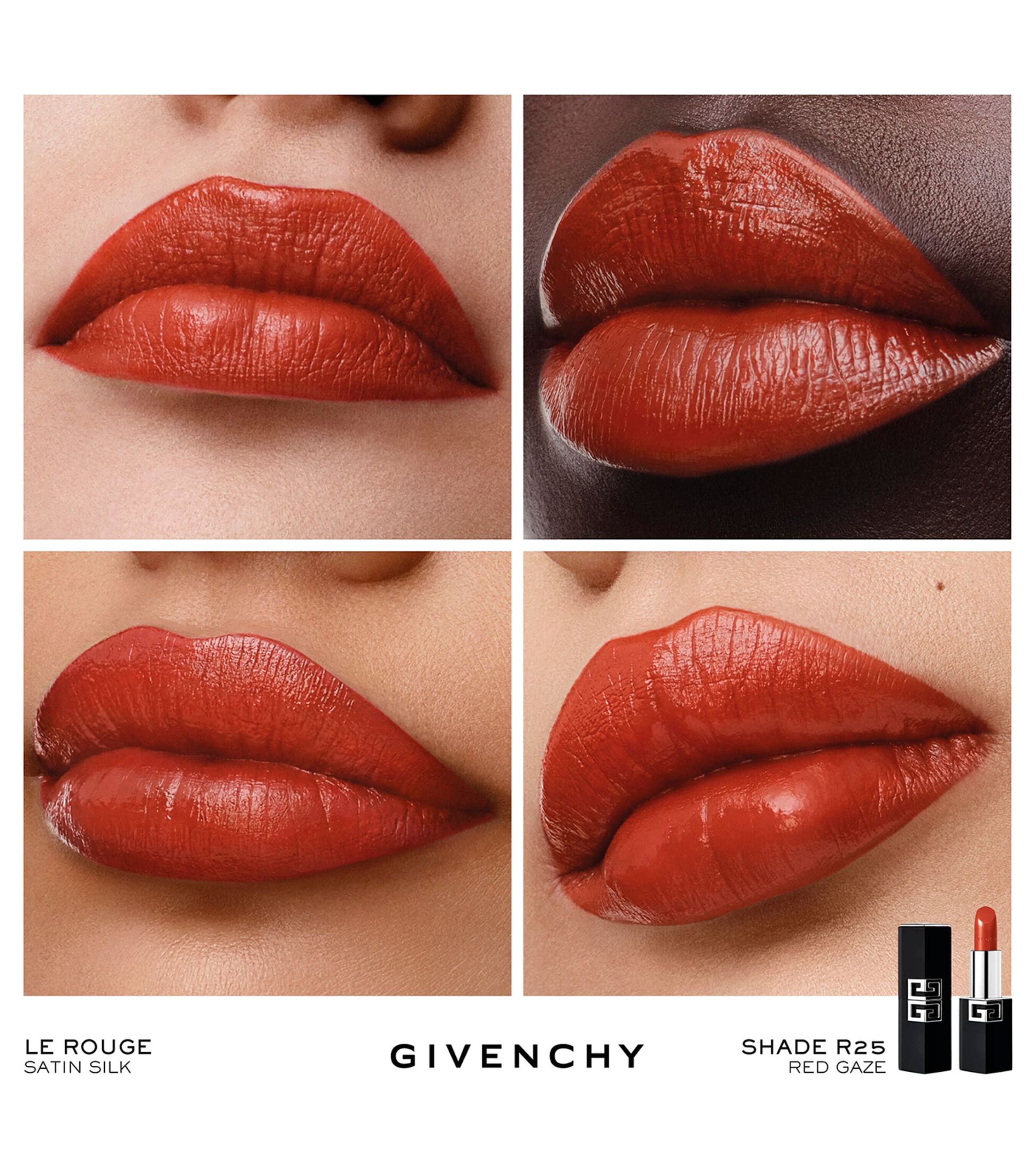 Givenchy Le Rouge Satin Silk High-Definition Lipstick Red Gaze Image 2
