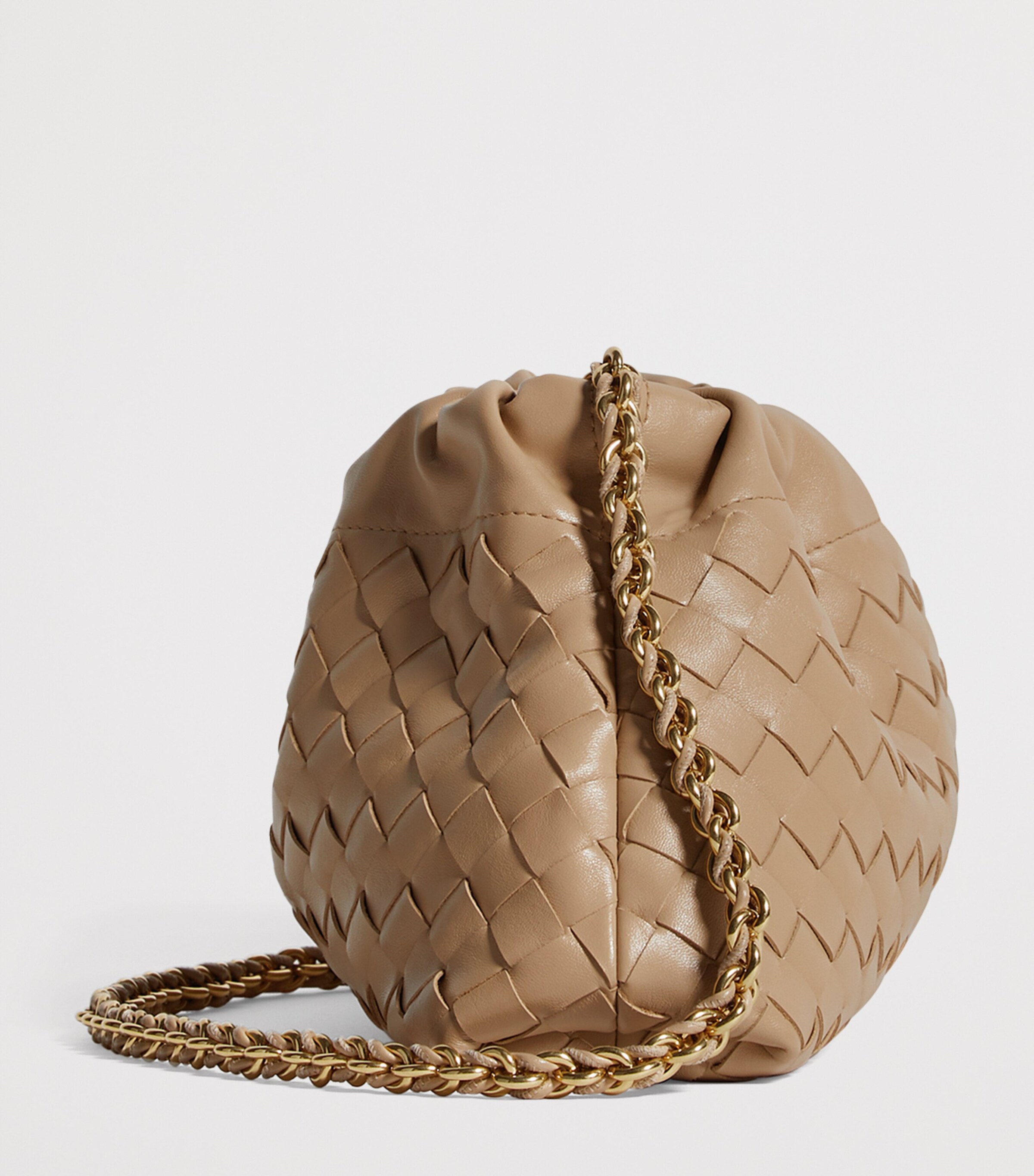 Bottega Veneta Neutral Intrecciato Leather Notte Shoulder Bag