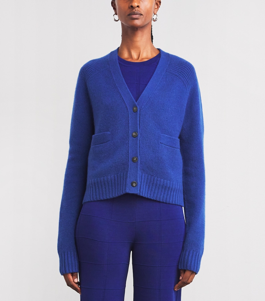 Open Cashmere V-Neck Cardigan COBALT Image 3