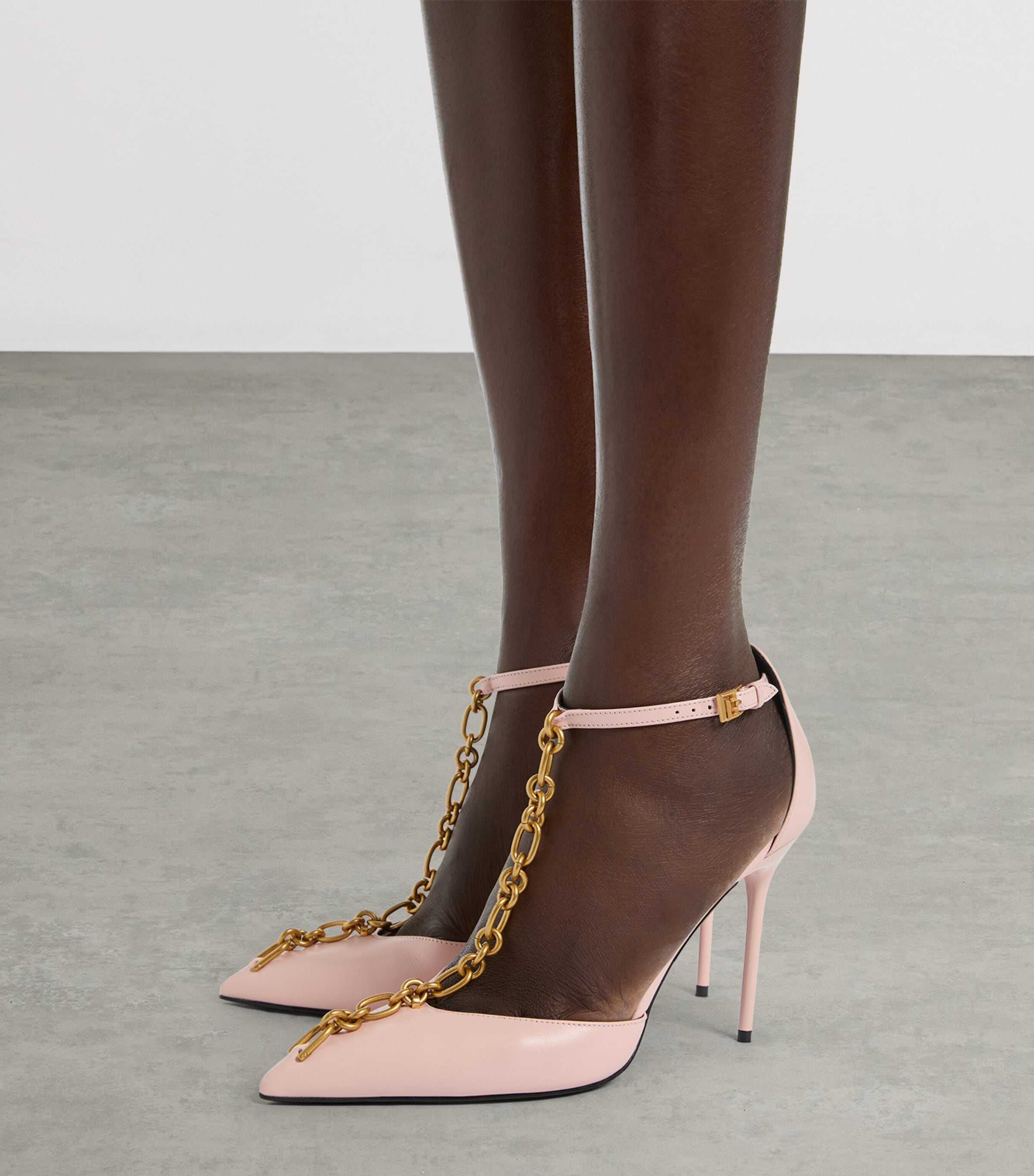 Balmain Calfskin Sync Heeled Sandals 95 Rose Pale Image 2