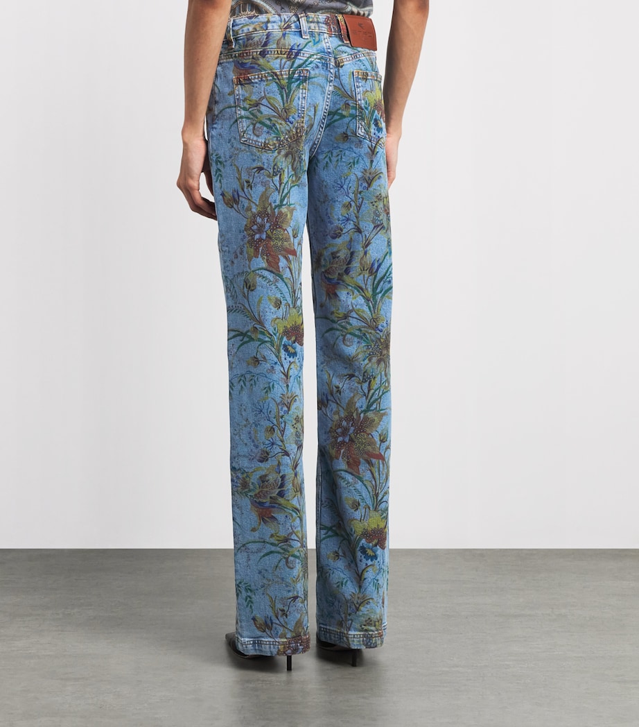 Etro Womens Floral Flare Jeans Prnt/pl Blu Bs Image 5