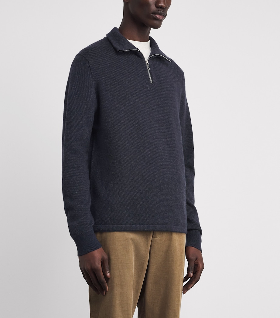 Cashmere Tweel Quarter-Zip Sweater Q25934 NAVY CHARC Image 3