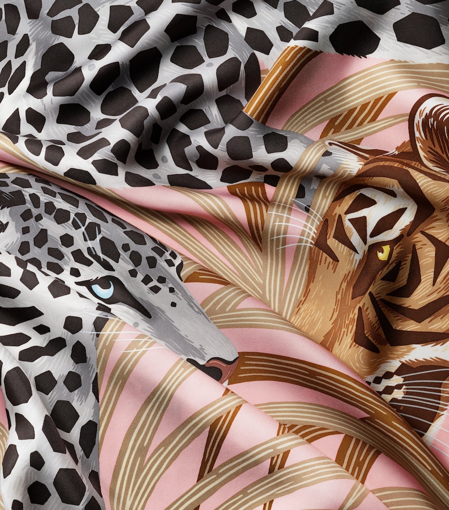 Cartier Silk Panthère and Tigre Square Scarf Pink Image 3