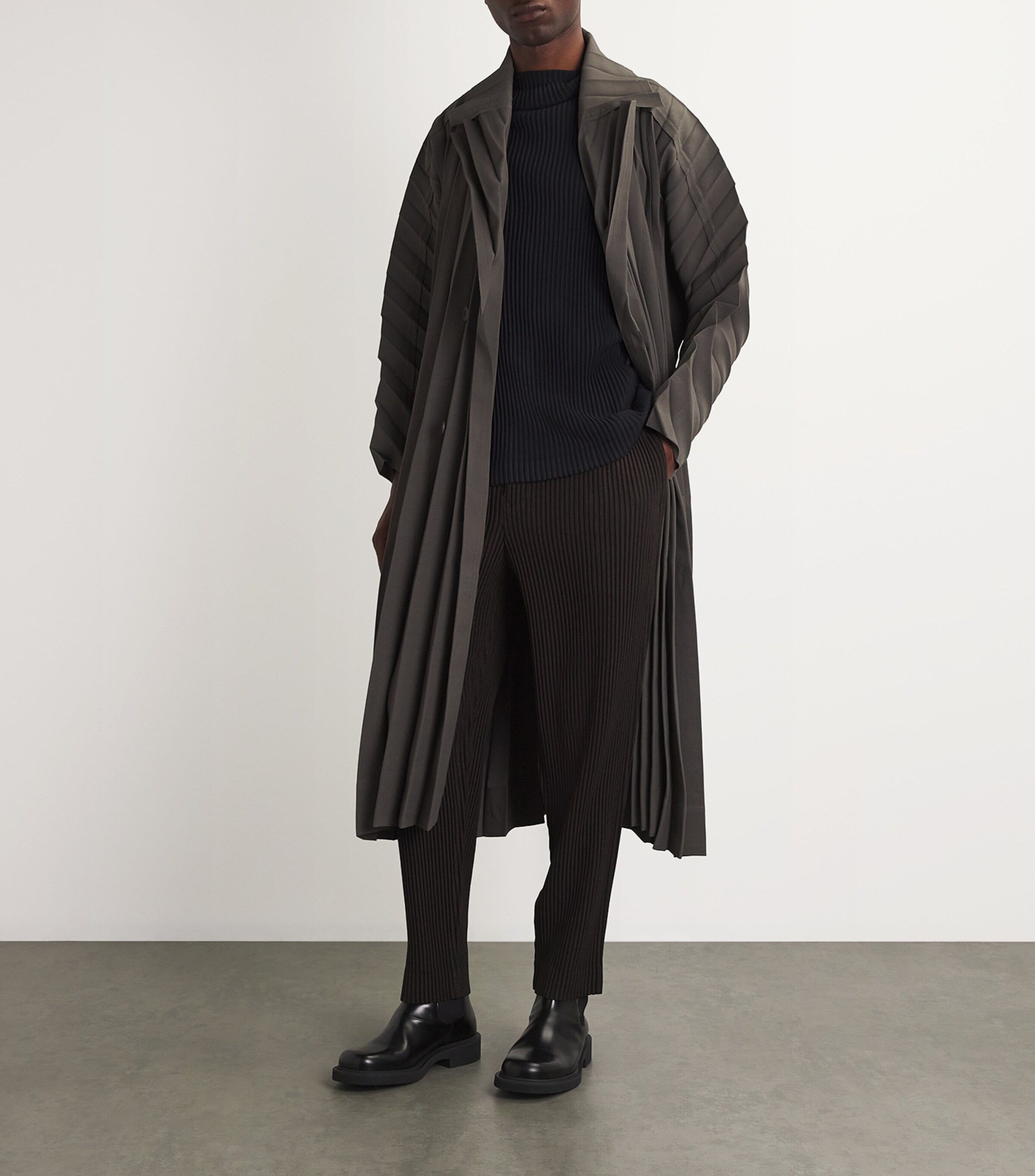 Homme Plissé Issey Miyake Black Pleated High-Neck Tank Top