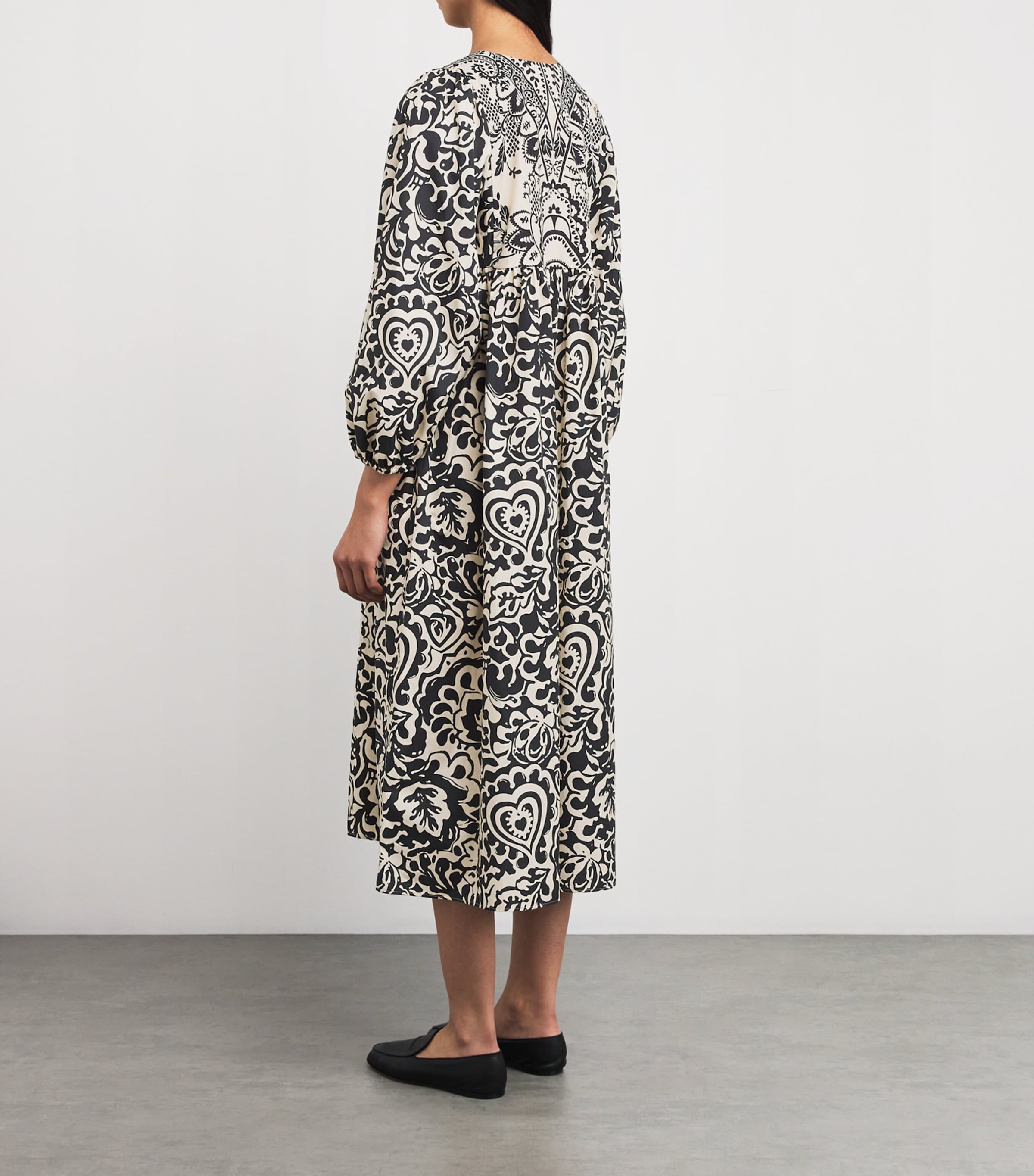 Weekend Max Mara Womens Cotton Printed Midi Dress Black Image 3