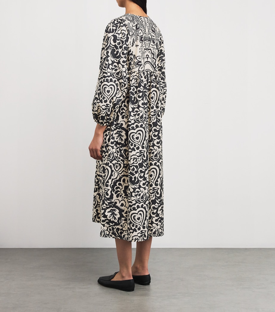 Weekend Max Mara Womens Cotton Printed Midi Dress Black Image 3