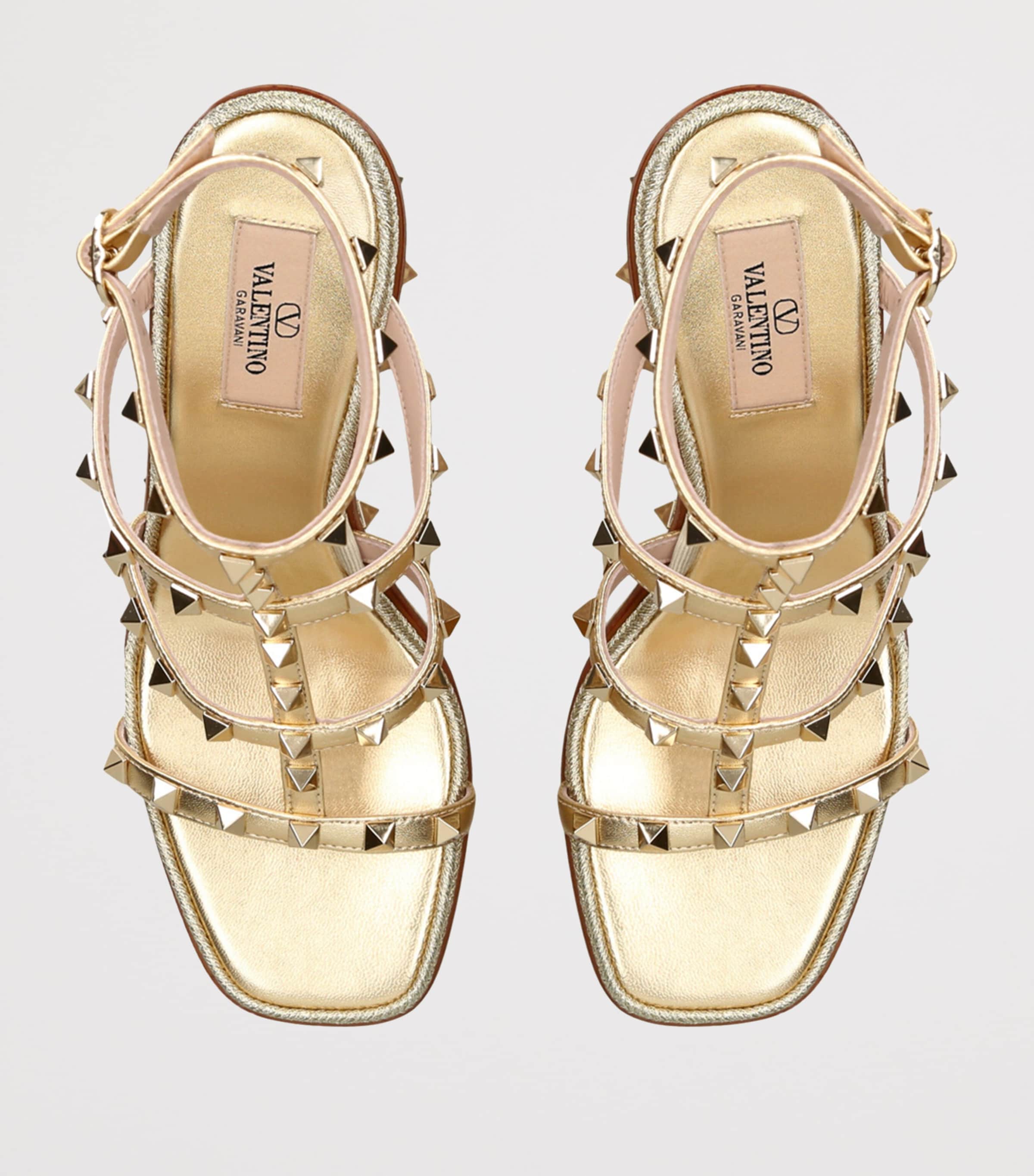 Leather Rockstud Espadrilles 80 BEIGE Image 4