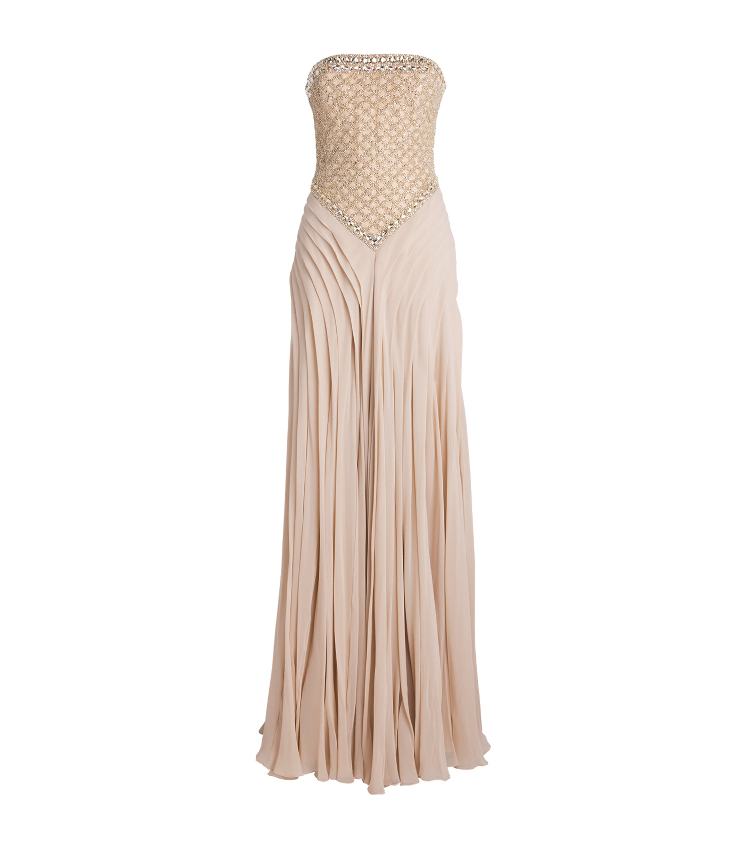 GEORGES HOBEIKA Womens Embellished Strapless Gown Beige Pink Tint Image 1