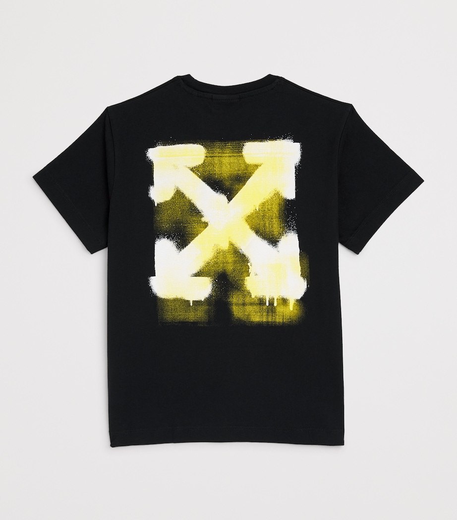 Cotton Arrow Spray Logo T-Shirt (4-12+ Years) 1018BLACK-YELLOW Image 2