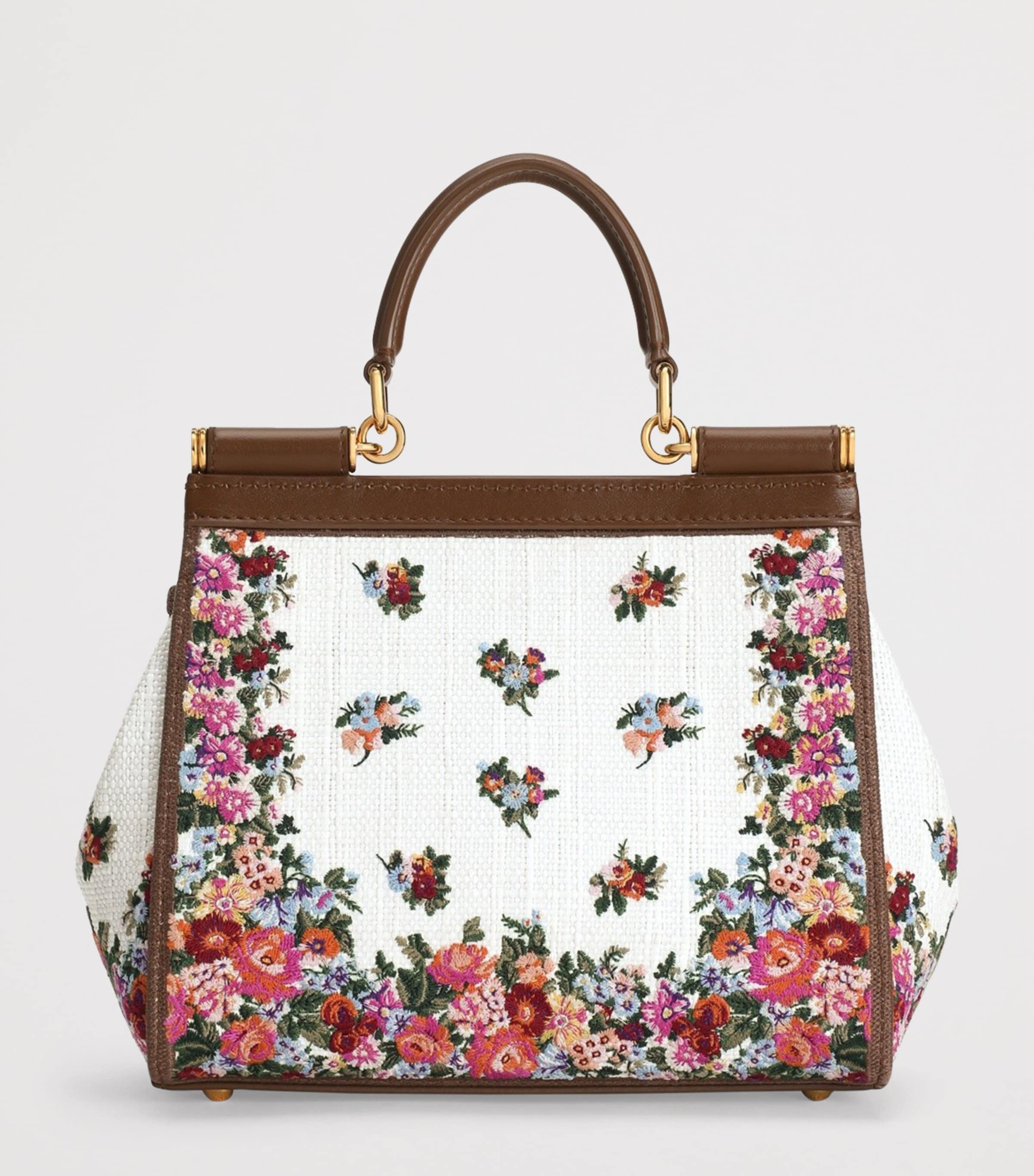 Dolce&Gabbana Embroidered Floral Sicily Top-Handle Bag Multicolo Image 3