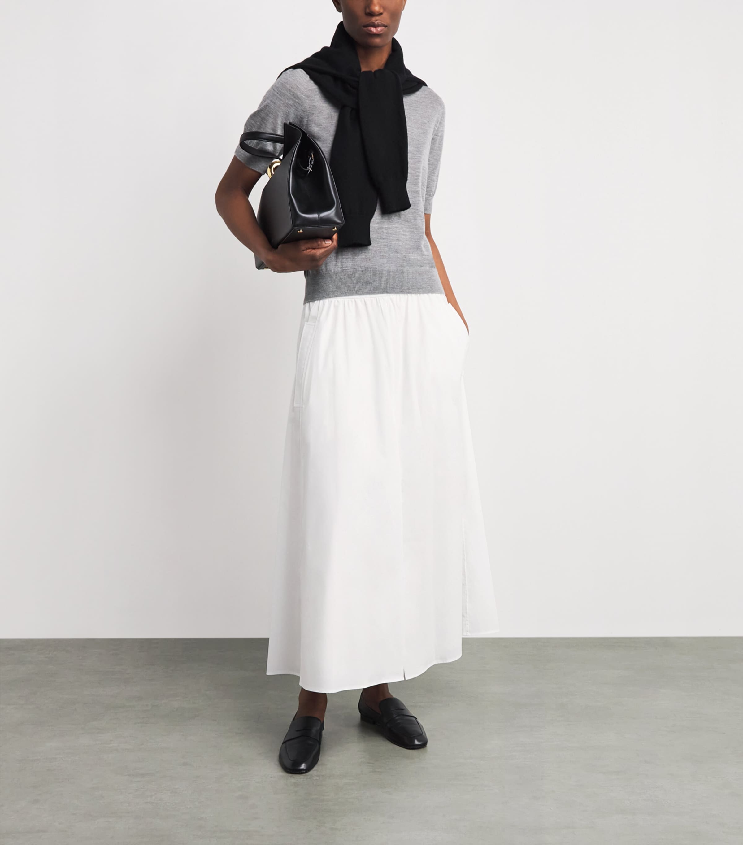 Theory Womens Poplin Midi Skirt White Image 2