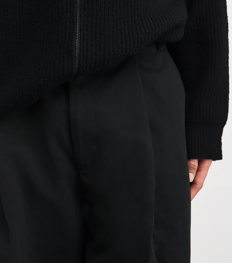 Studio Nicholson Mens Cotton Pleated Sorte Trousers Black Image 6