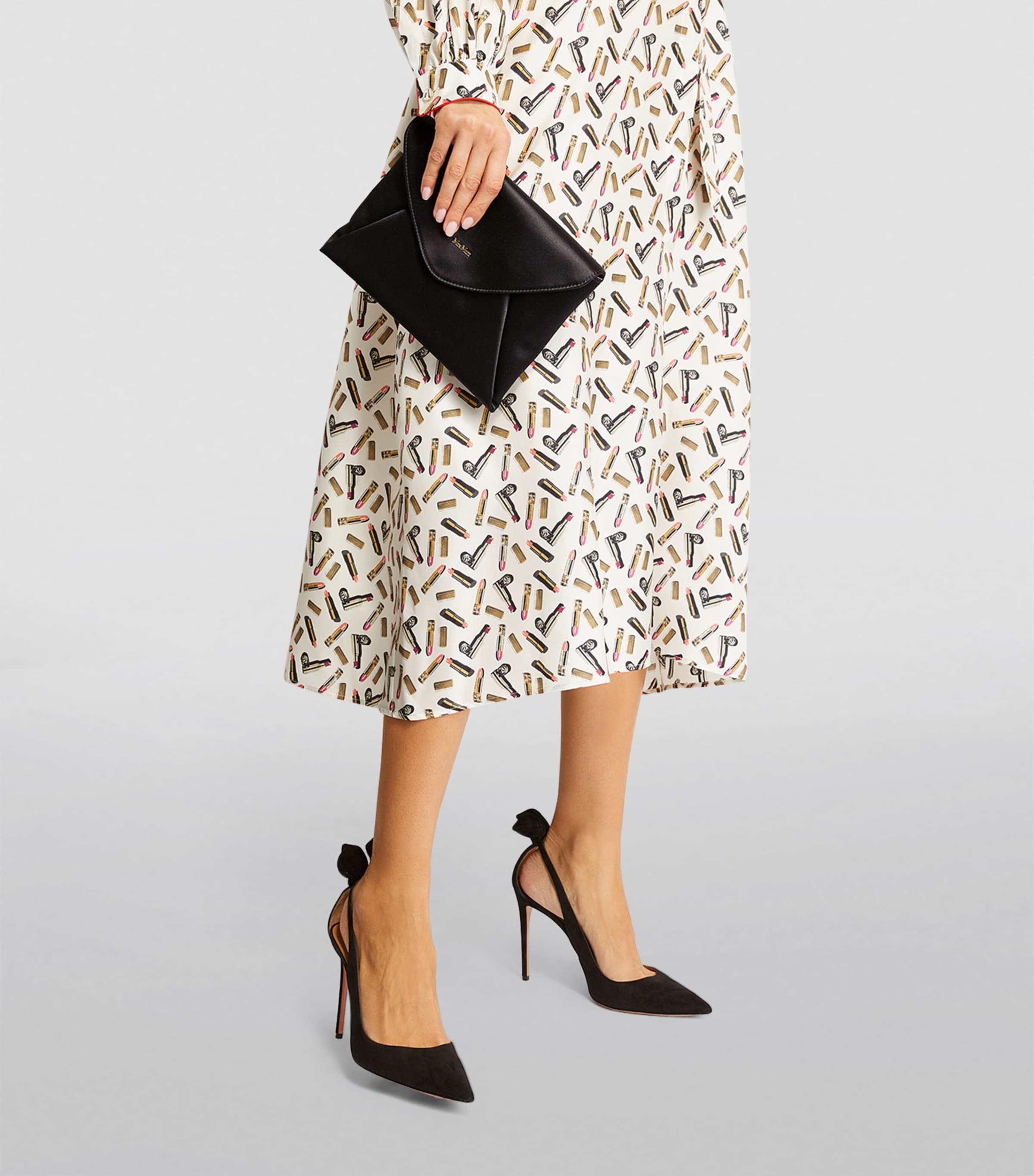 Satin Envelope Clutch Bag BLACK Image 5