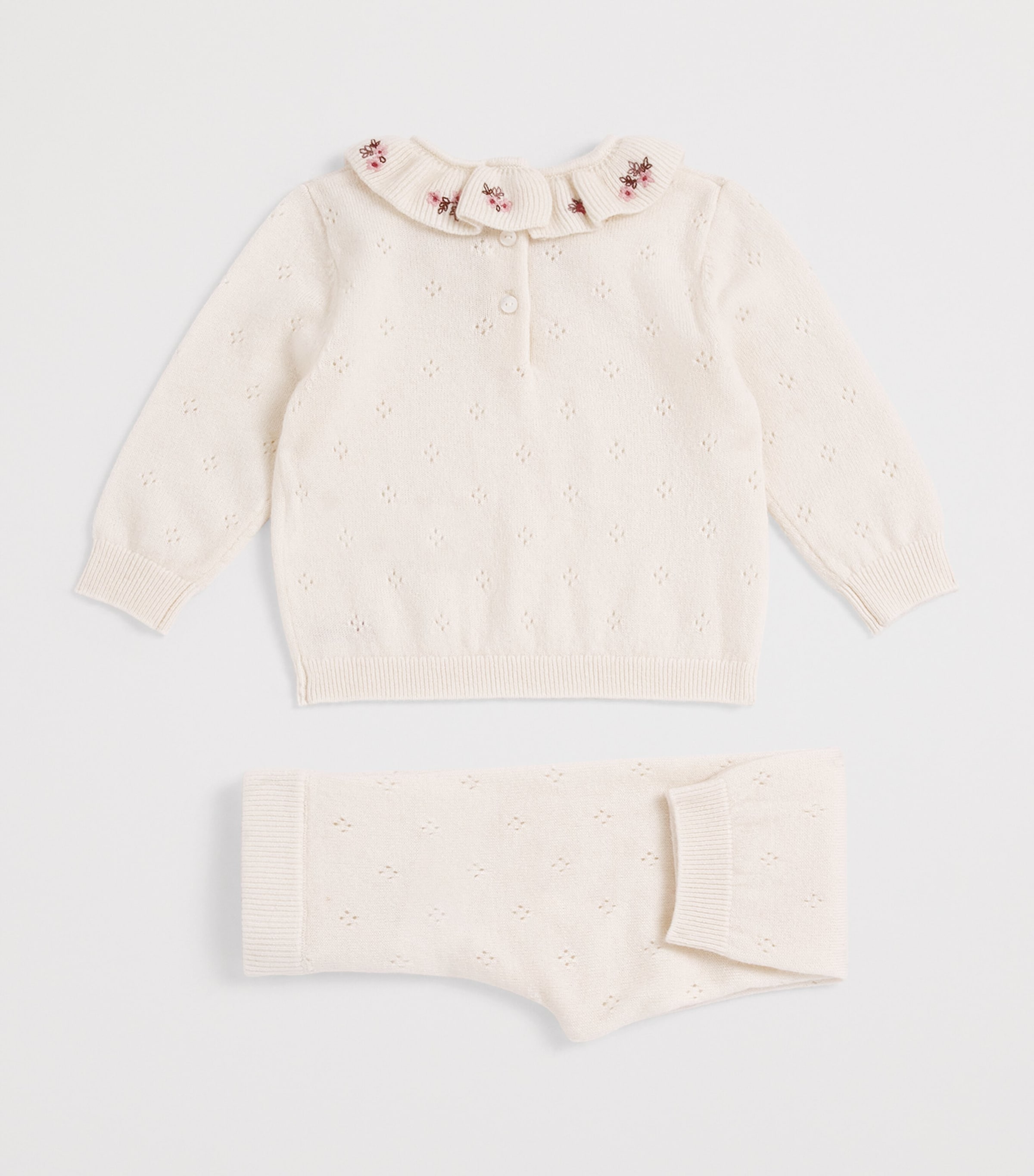 Chloé Kids Wool-Cashmere Embroidered Top and Trousers Set (3-18 Months) Ivory Image 2