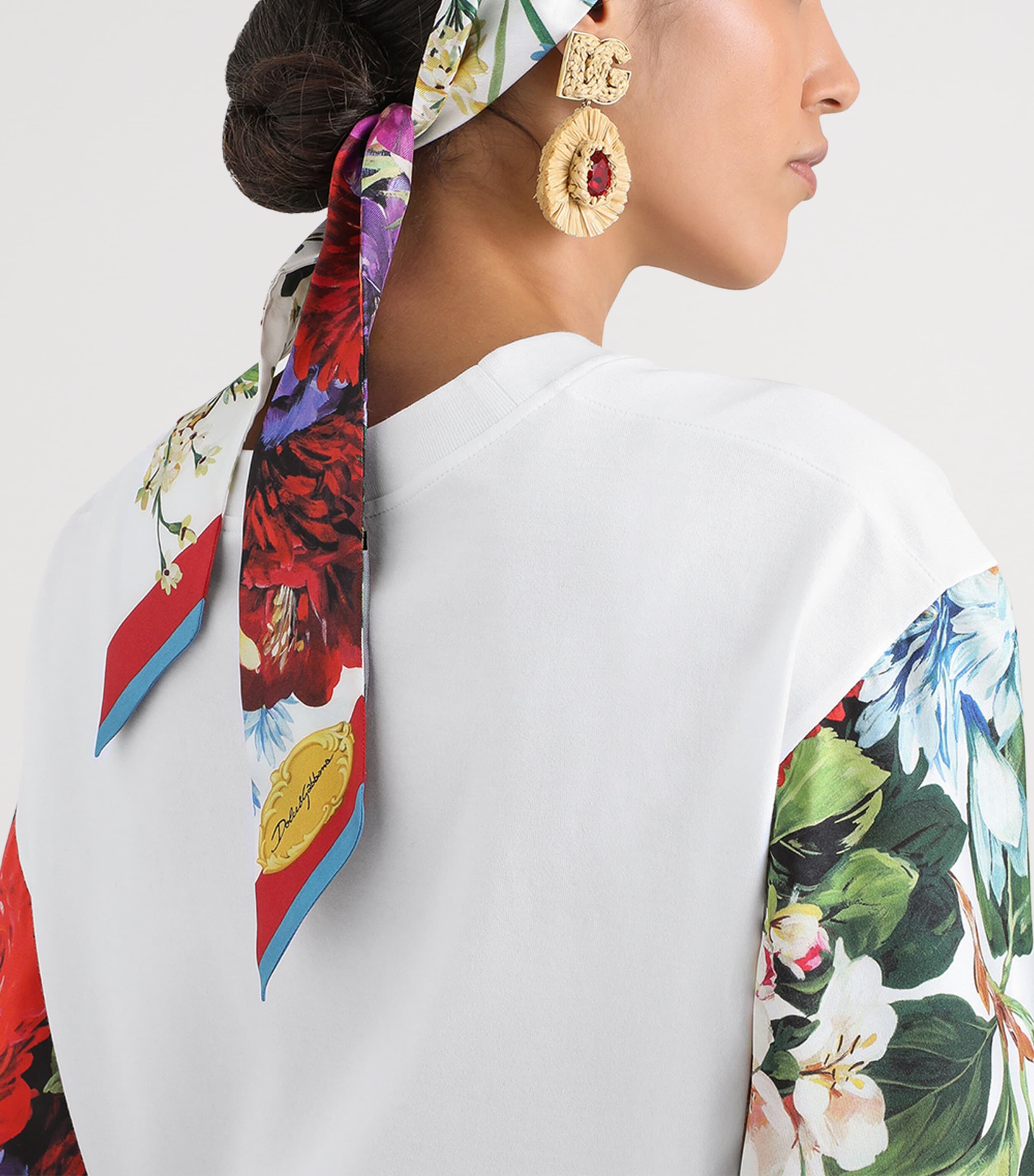 Blouse Dolce & Gabbana En Soie Imprimée Floral Multicolore - Taille IT38/XS - Manches Longues - Neuf Avec étiquettes