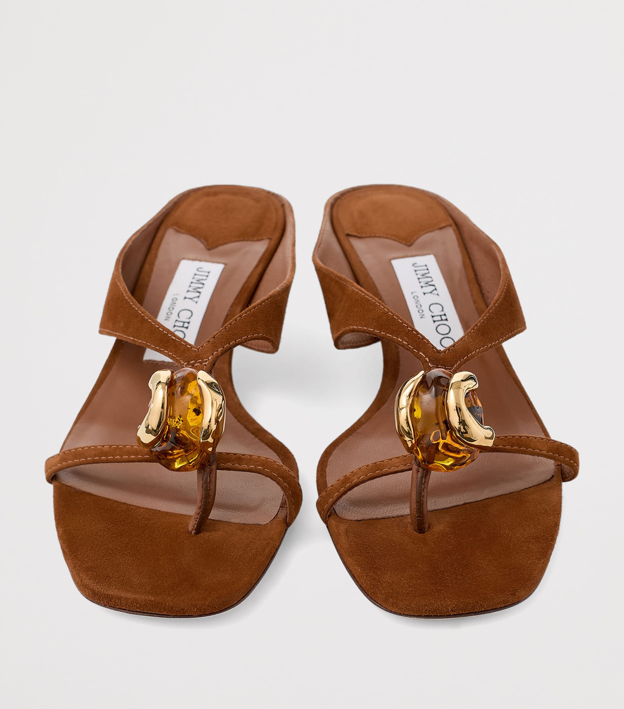 Jimmy Choo Emeristone 35 Suede Heeled Mules Tan/amber Image 4