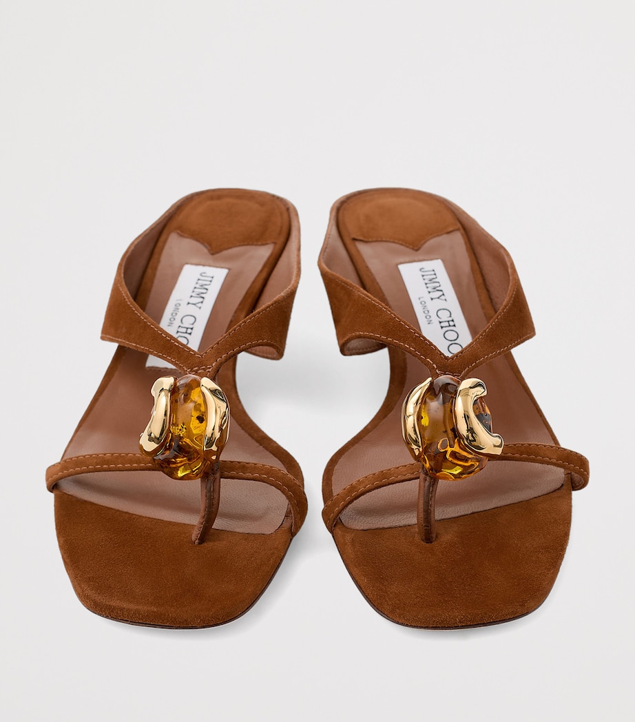 Jimmy Choo Emeristone 35 Suede Heeled Mules Tan/amber Image 4