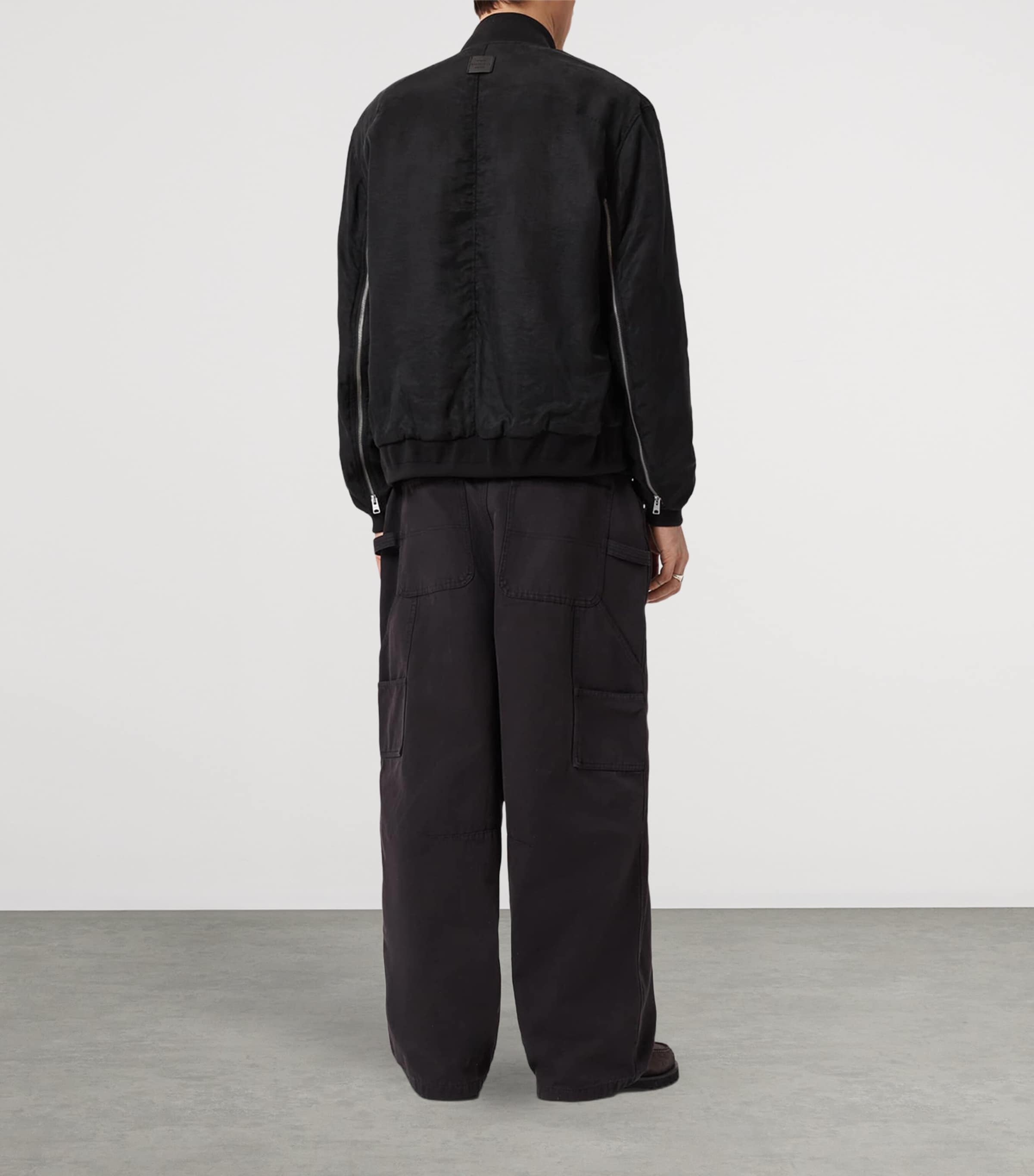 AllSaints Mens Organic Cotton Jackson Barrel Trousers Tanner Black Image 6