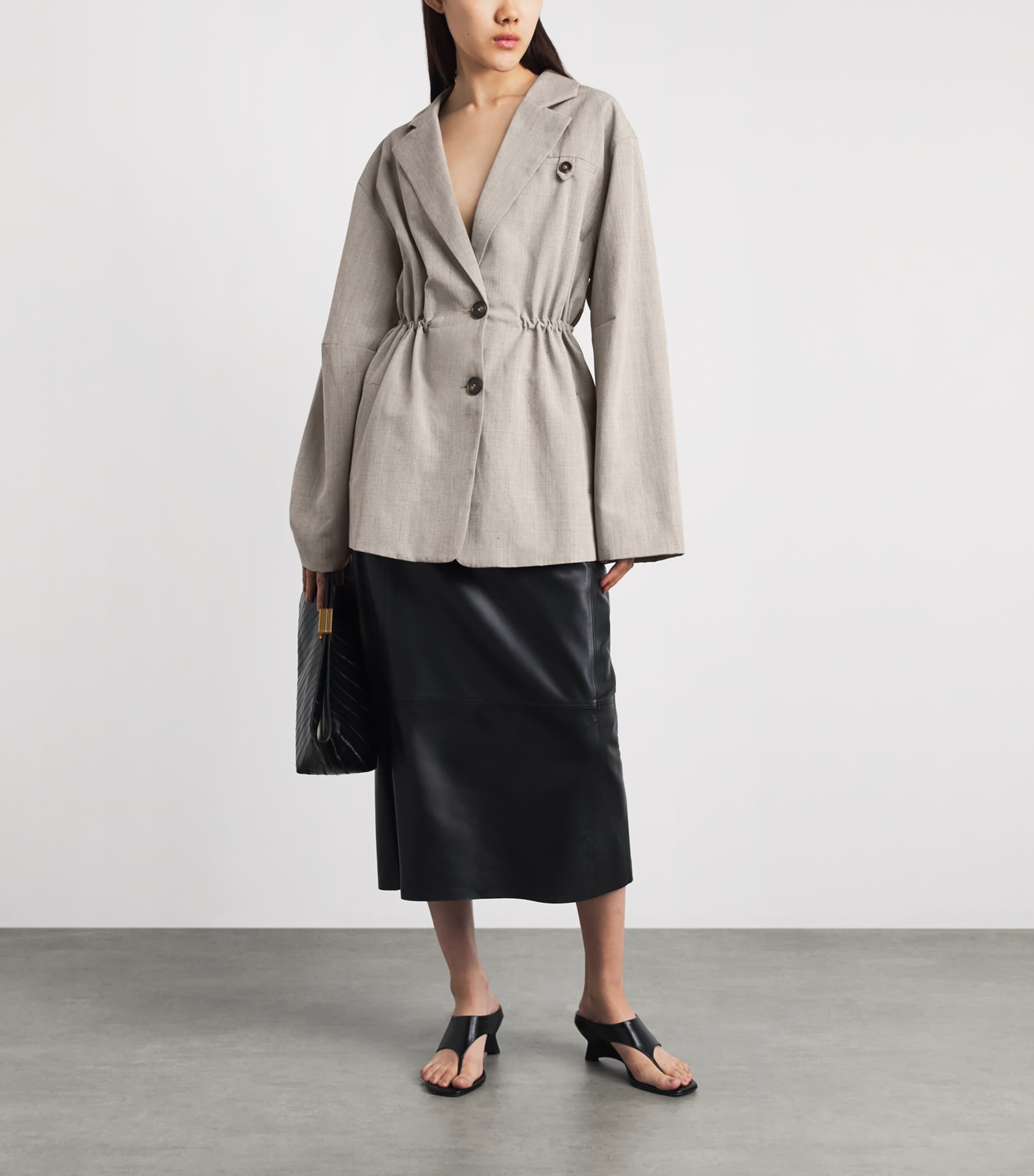 St Agni St. Agni Drawstring Blazer In Beige