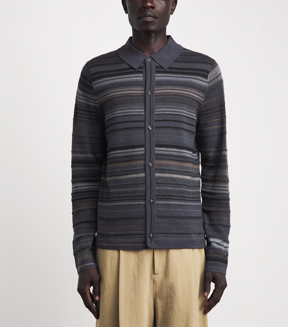 Paul Smith Mens Merino Stripe Polo Cardigan Image 4