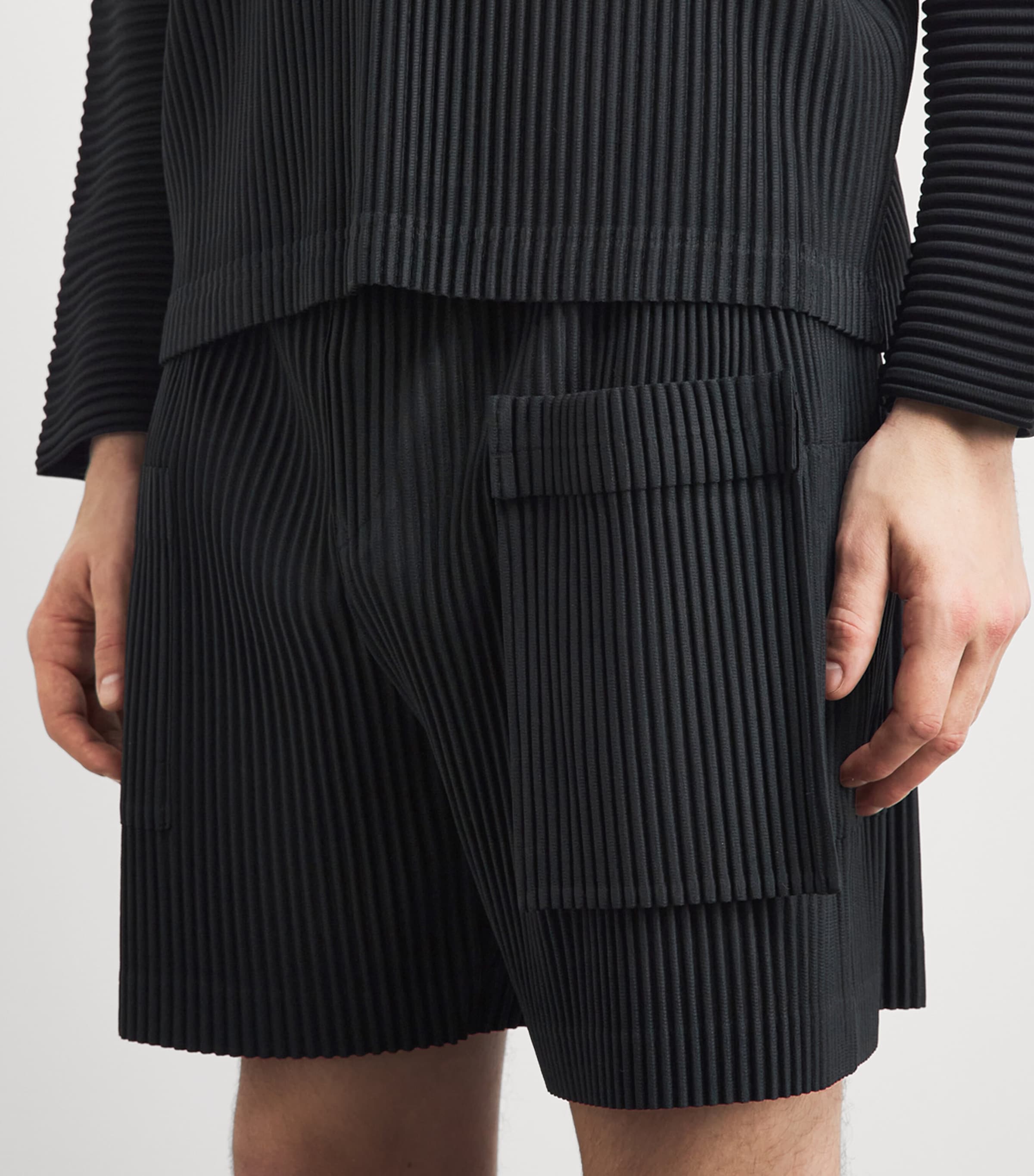 Homme Plissé Issey Miyake Mens Painter’s Gear Shorts Black Image 3