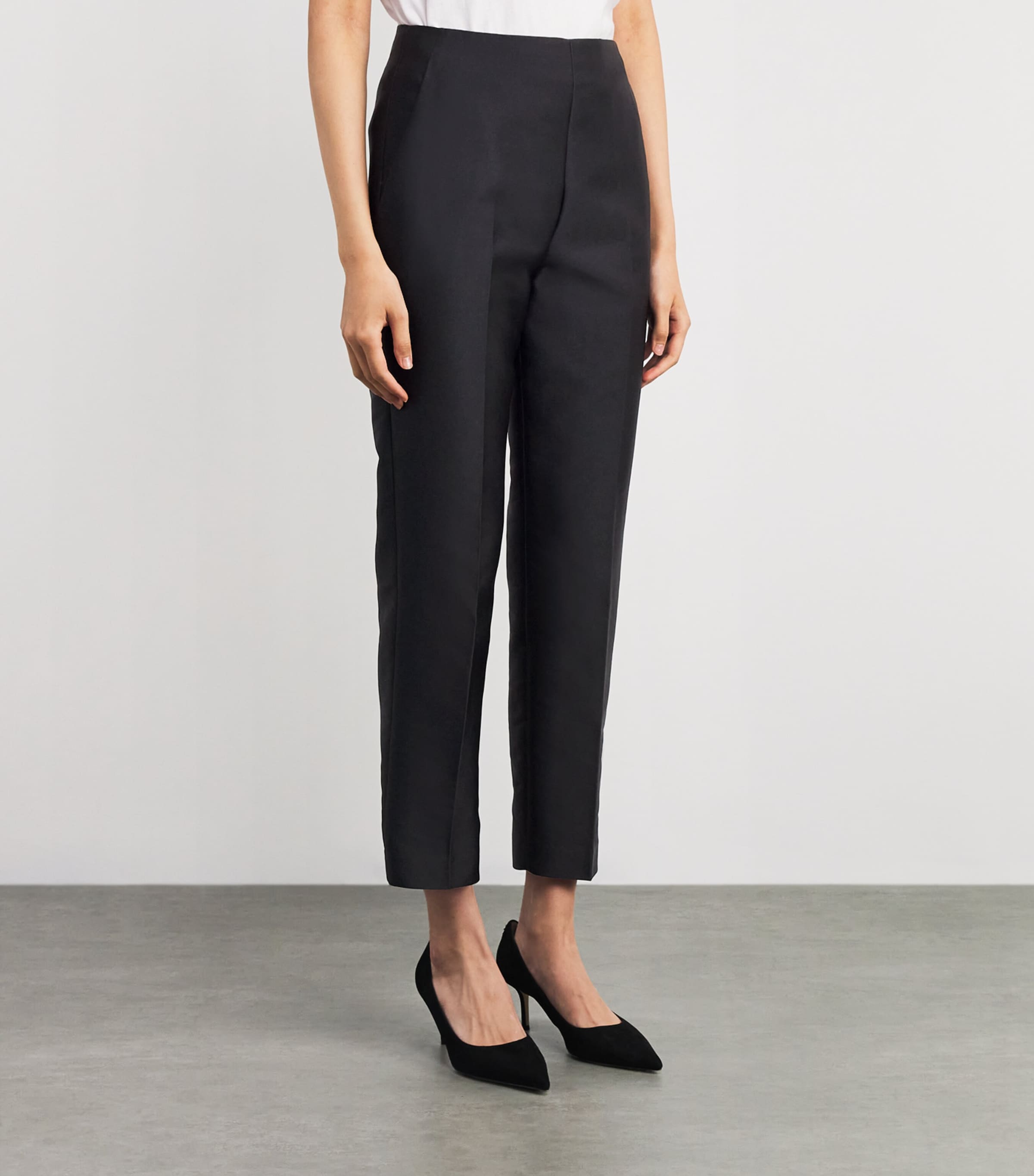 Crepe Cady Straight Trousers BLACK Image 3