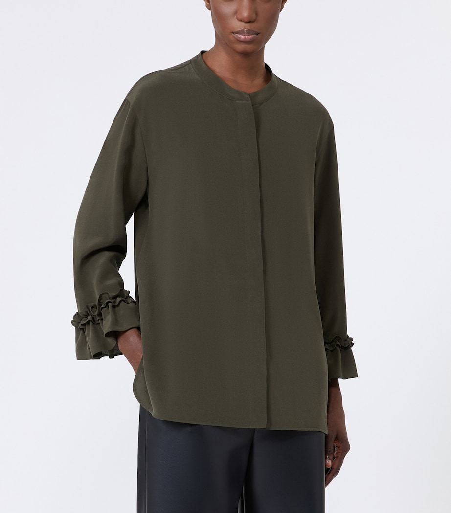 Max Mara Womens Silk Shirt Kaki Image 3