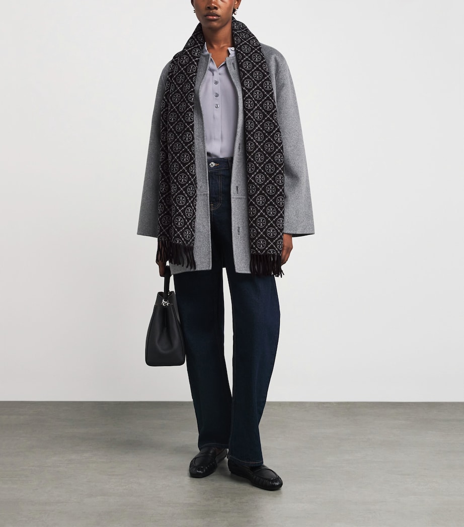 Wool-Cashmere Monogram Scarf BLACK 001 Image 3