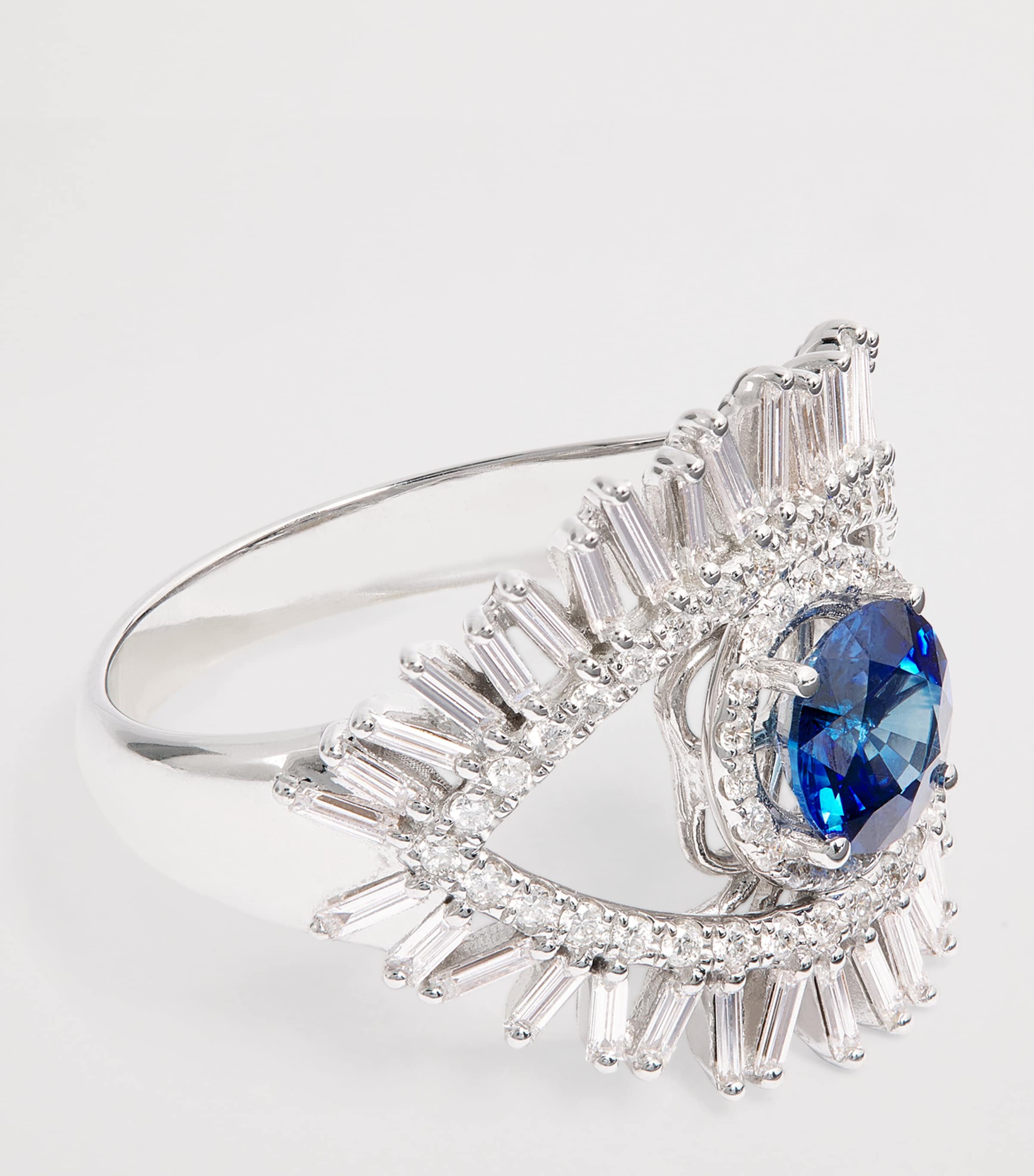 Suzanne Kalan White Gold, Diamond and Blue Sapphire Milli Evil Eye Ring (Size 6.5) Wg/db Image 3