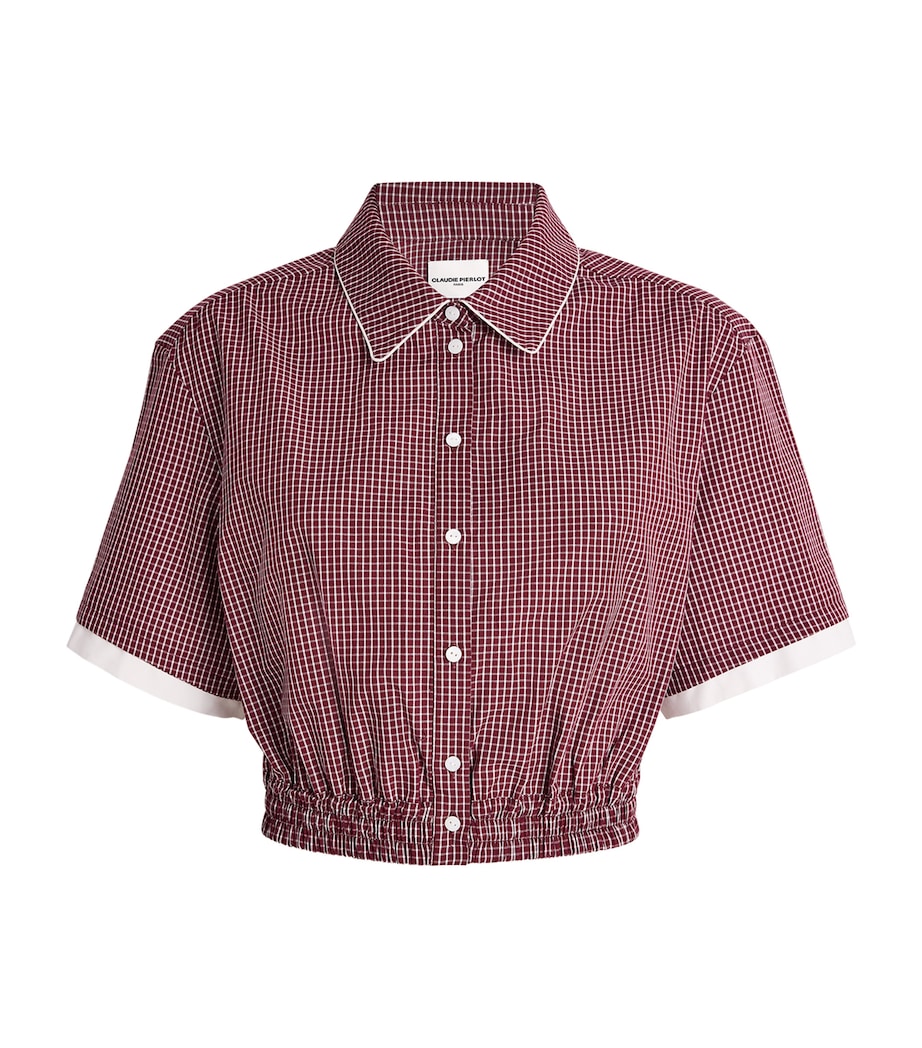 Cotton Check Cropped Shirt BURGUNDY PRINT Image 1