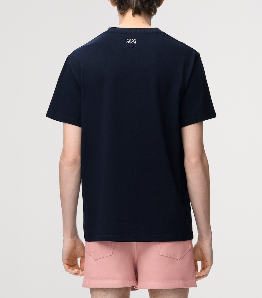 LOEWE Mens Cotton-Blend Printed T-Shirt Navy/white Image 4