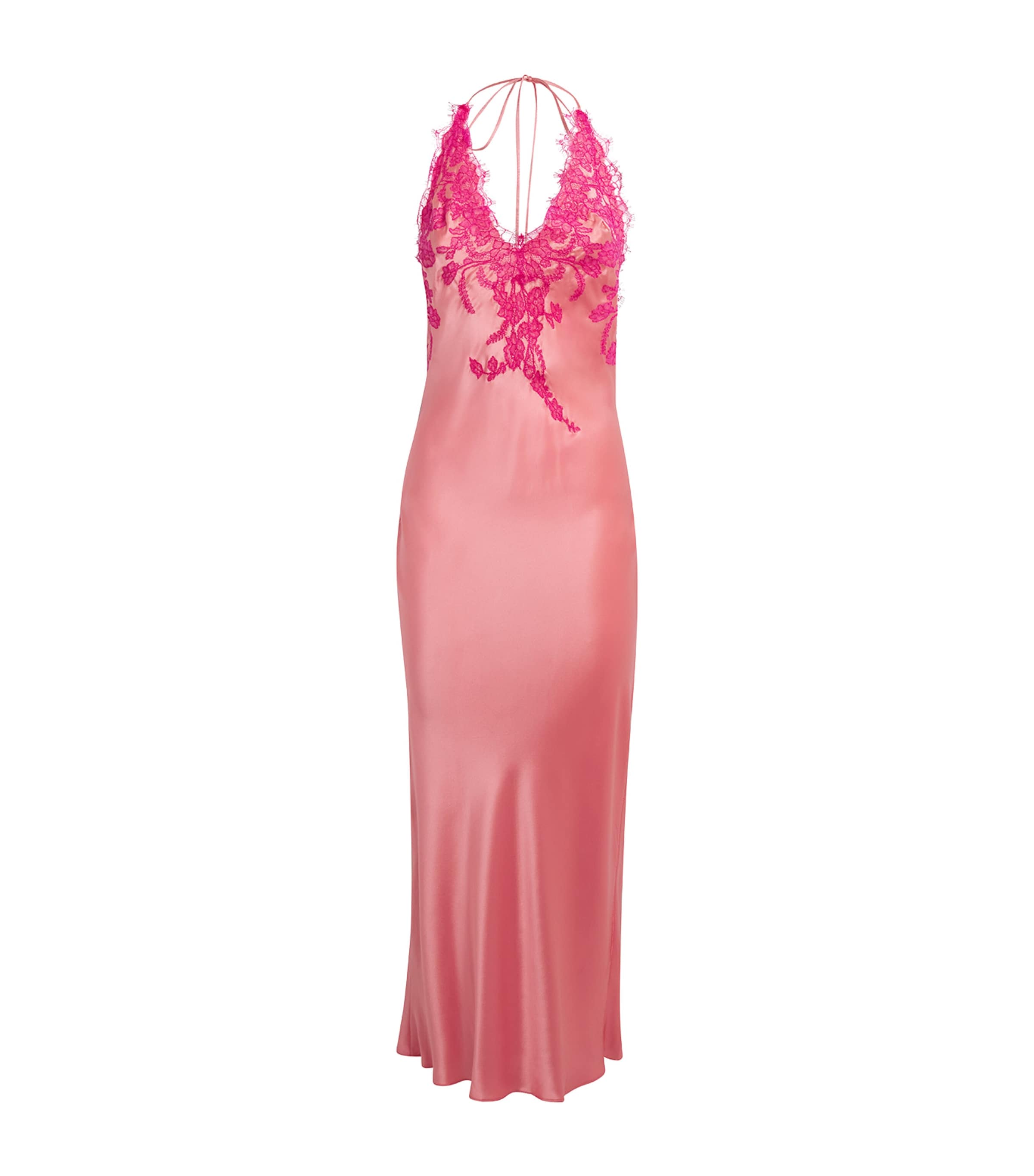 TORLOWEI Womens Silk Tokoni Midi Slip Dress Coral/begonia Image 1