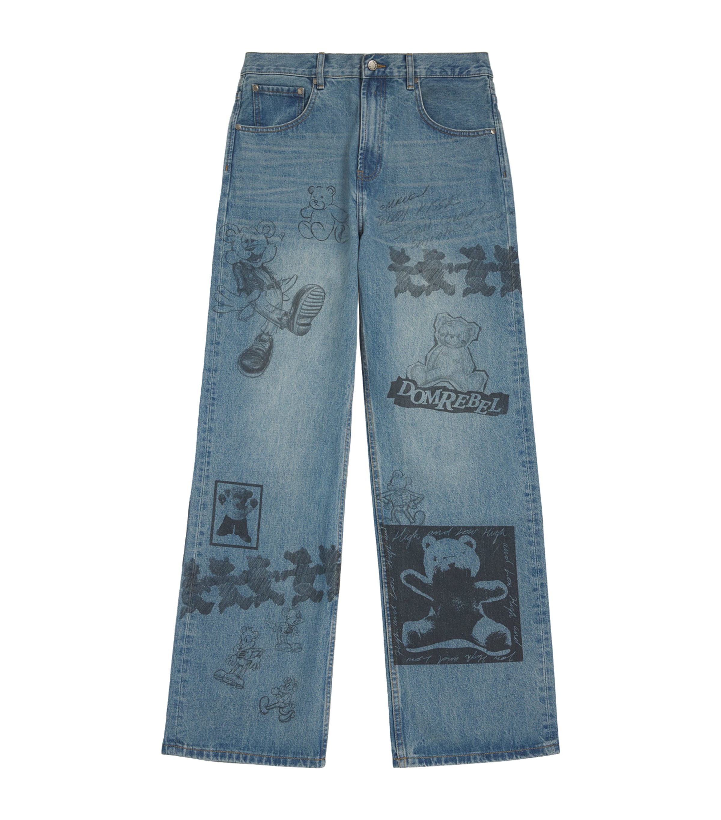 DOMREBEL Mens Sketch Bootcut Jeans Mid Blue Image 1