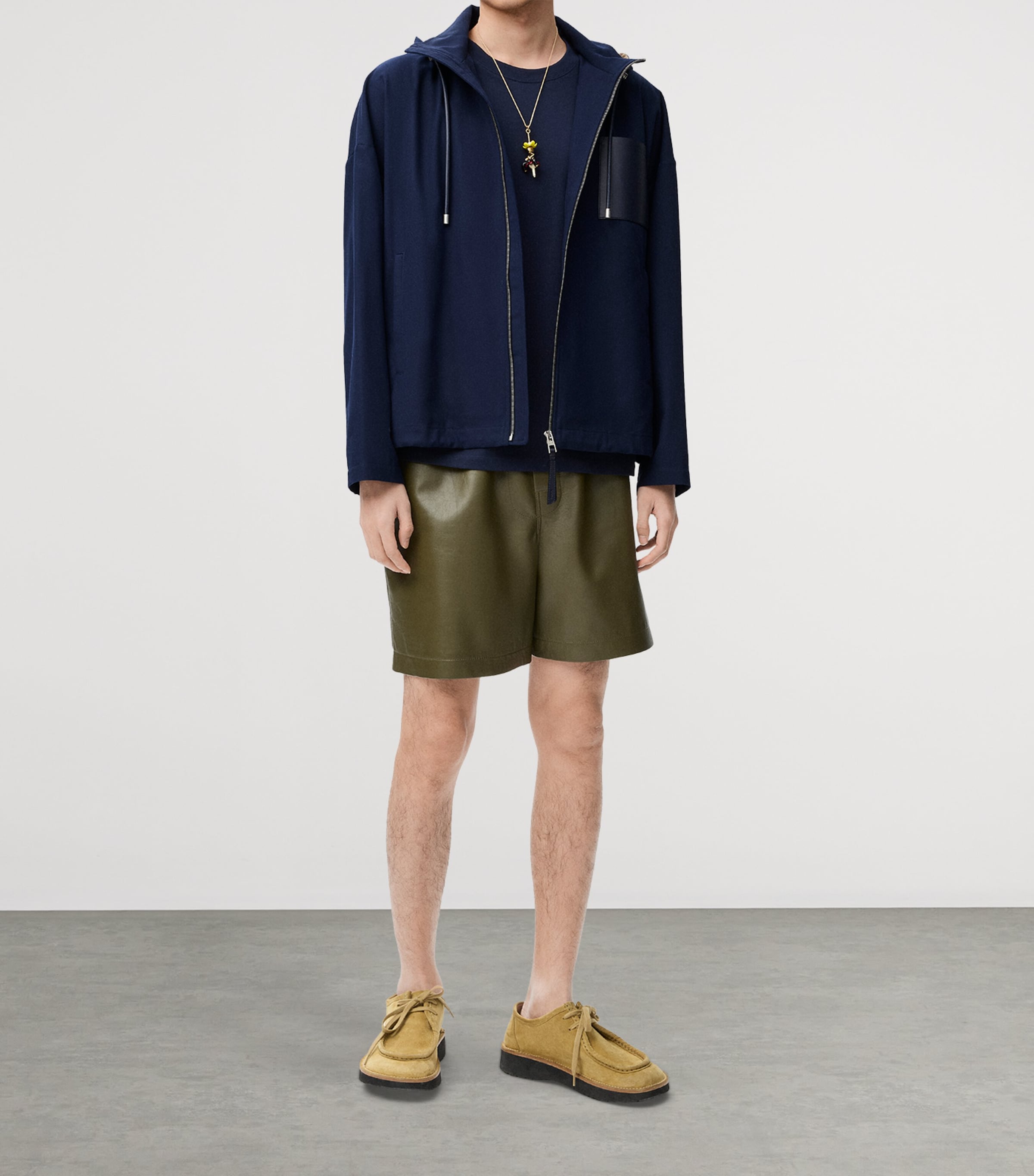 Cotton Hooded Jacket NAVY/BEIGE Image 2