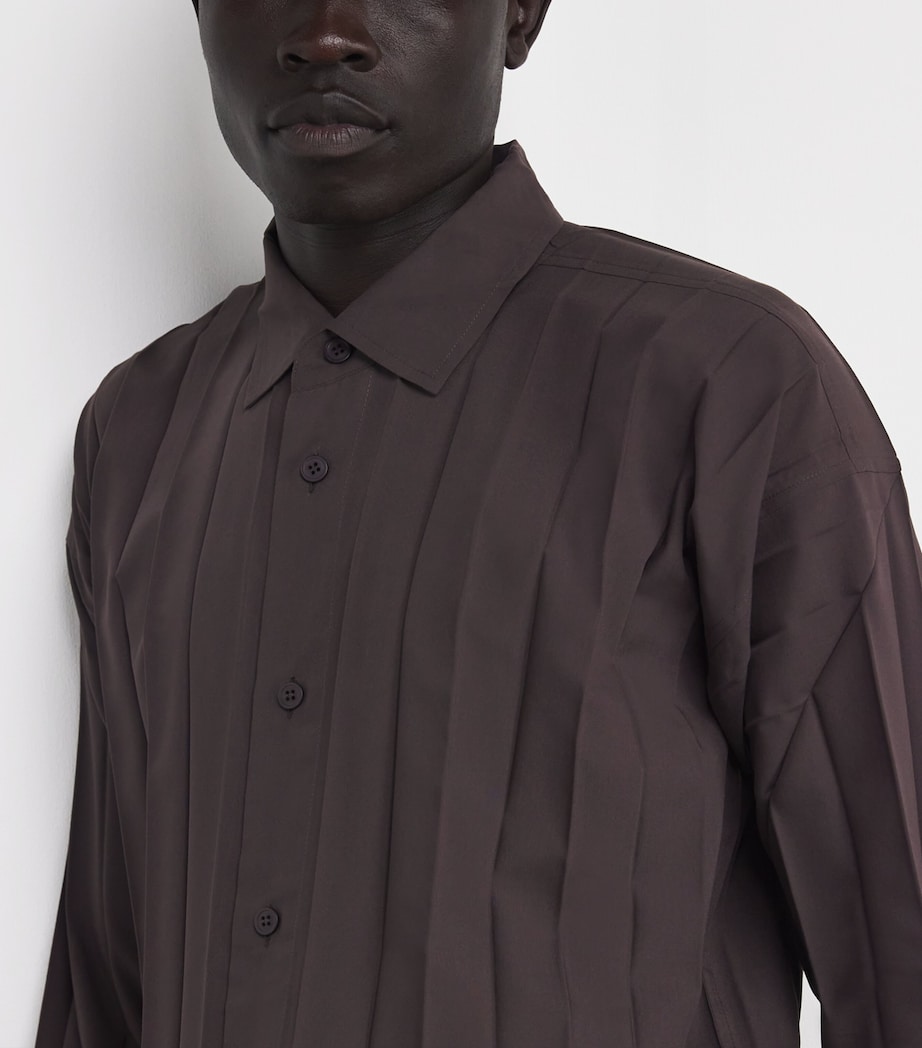 Pleated Edge Shirt 49-DARK BROWN Image 6