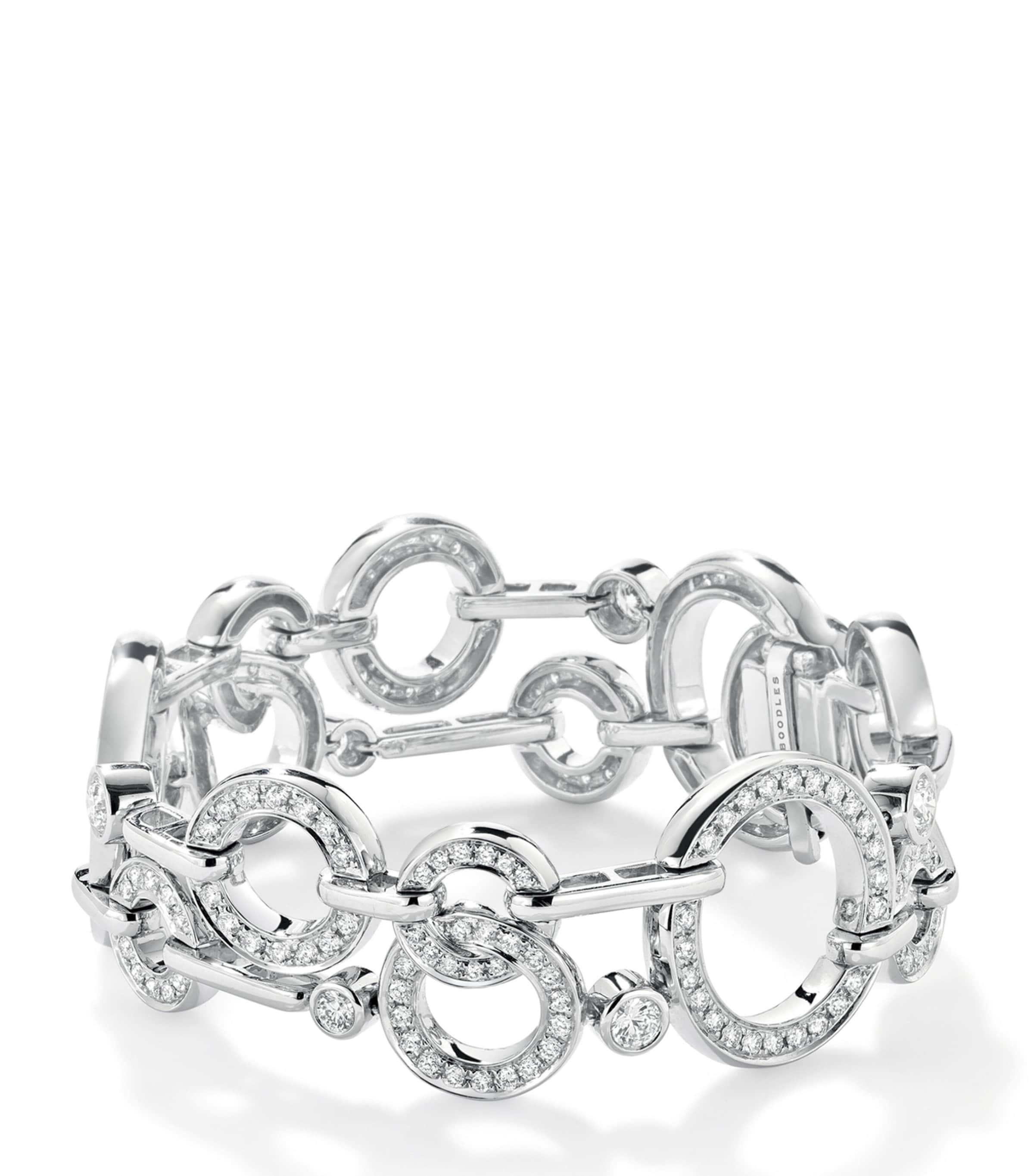Boodles White Gold And Diamond Large Roulette Bracelet In Gold