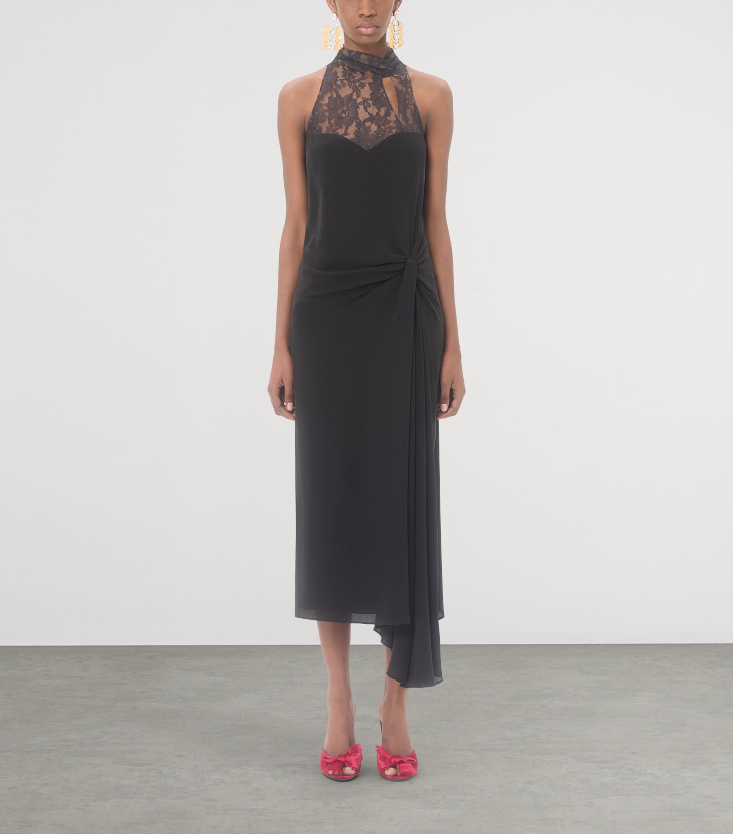 Valentino Womens Silk Georgette Midi Dress Image 2