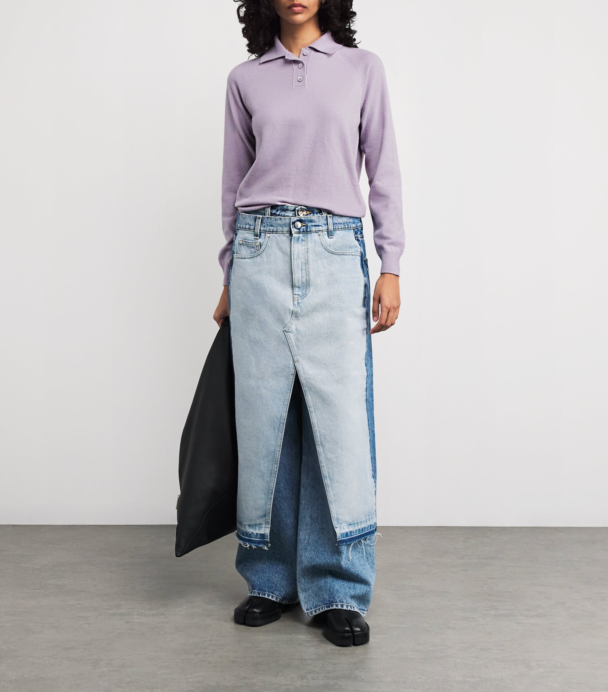Maison Margiela Womens Virgin Wool Polo Shirt Lilac Image 2