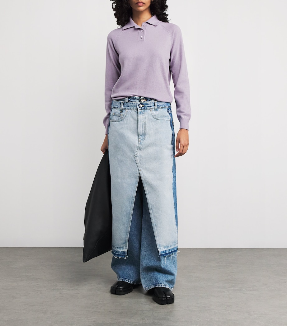 Maison Margiela Womens Virgin Wool Polo Shirt Lilac Image 2