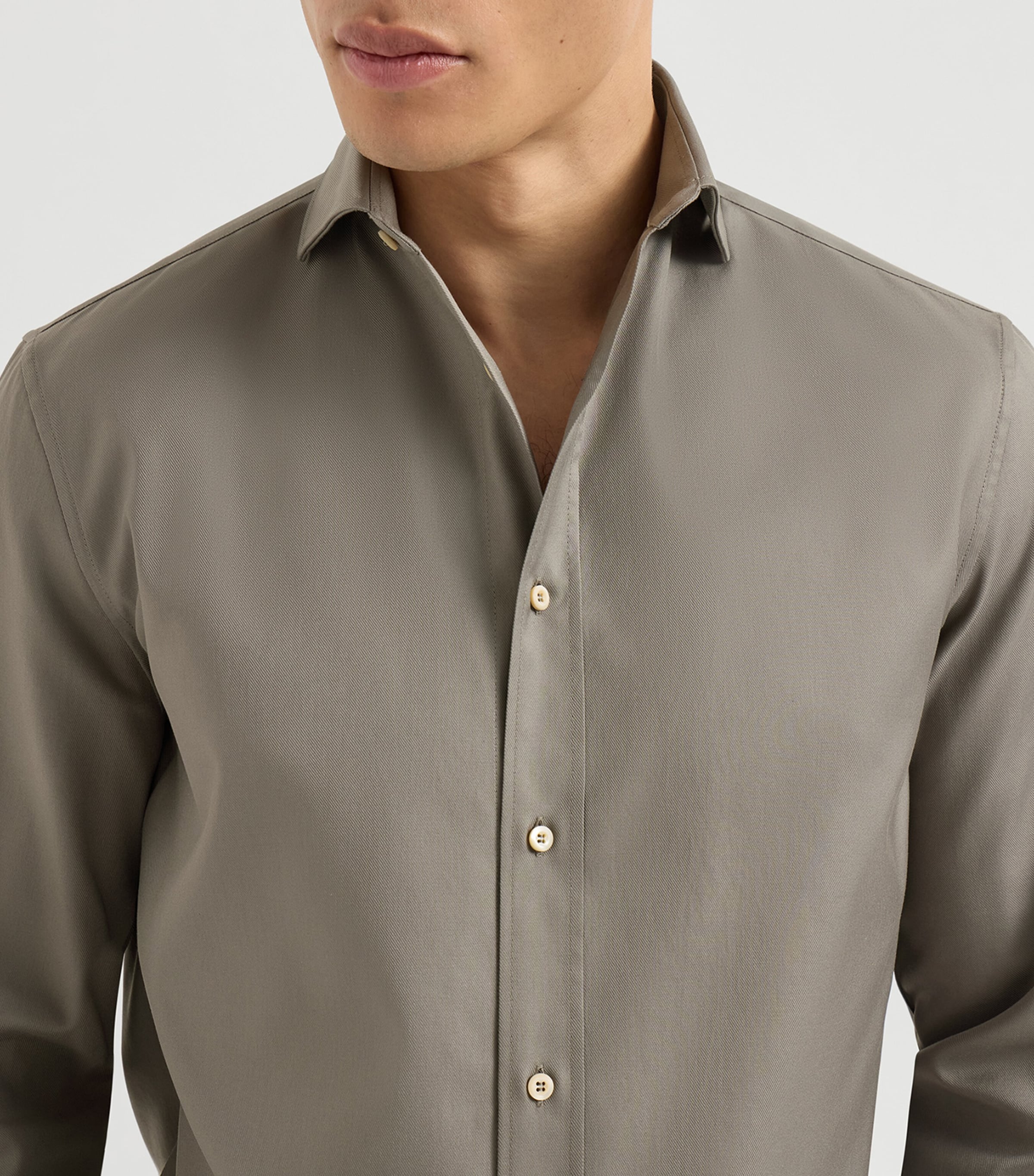 Brunello Cucinelli Mens Cotton Twill Garment-Dyed Shirt Image 6