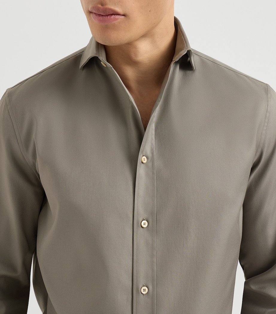 Brunello Cucinelli Mens Cotton Twill Garment-Dyed Shirt Image 6